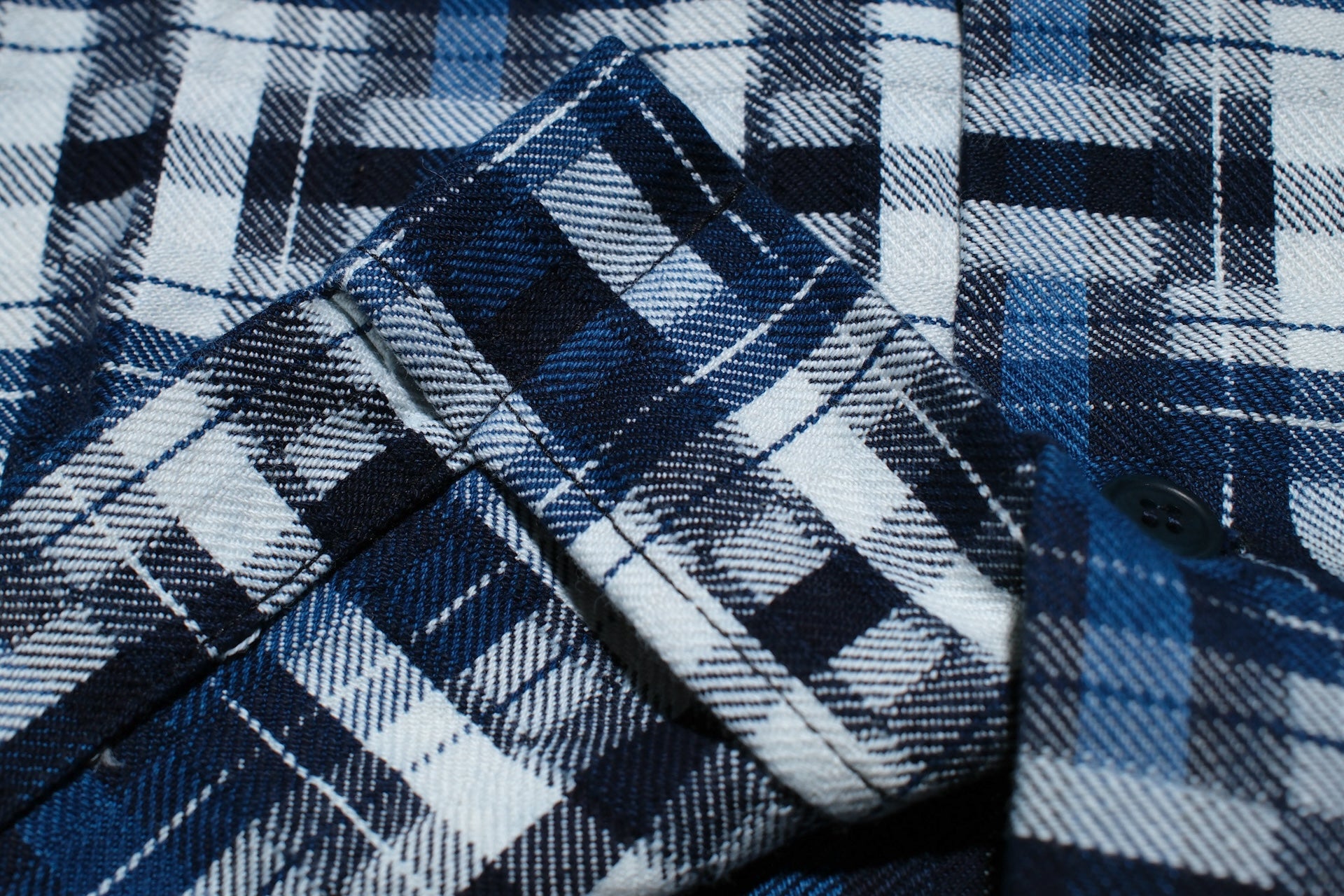 Samurai "Broken Lattice" Natural Indigo Dyed Open Collar S/S Shirt