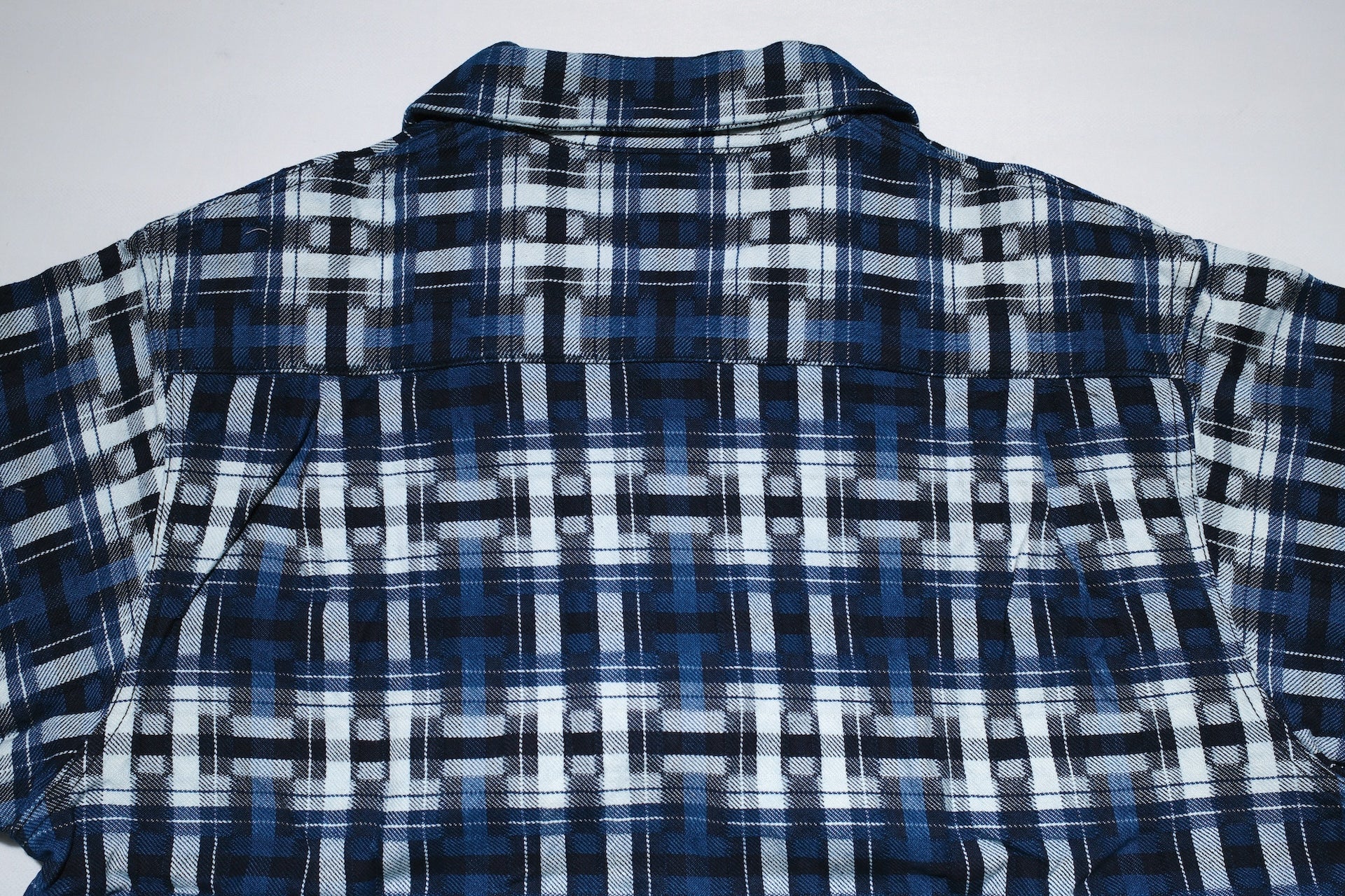 Samurai "Broken Lattice" Natural Indigo Dyed Open Collar S/S Shirt