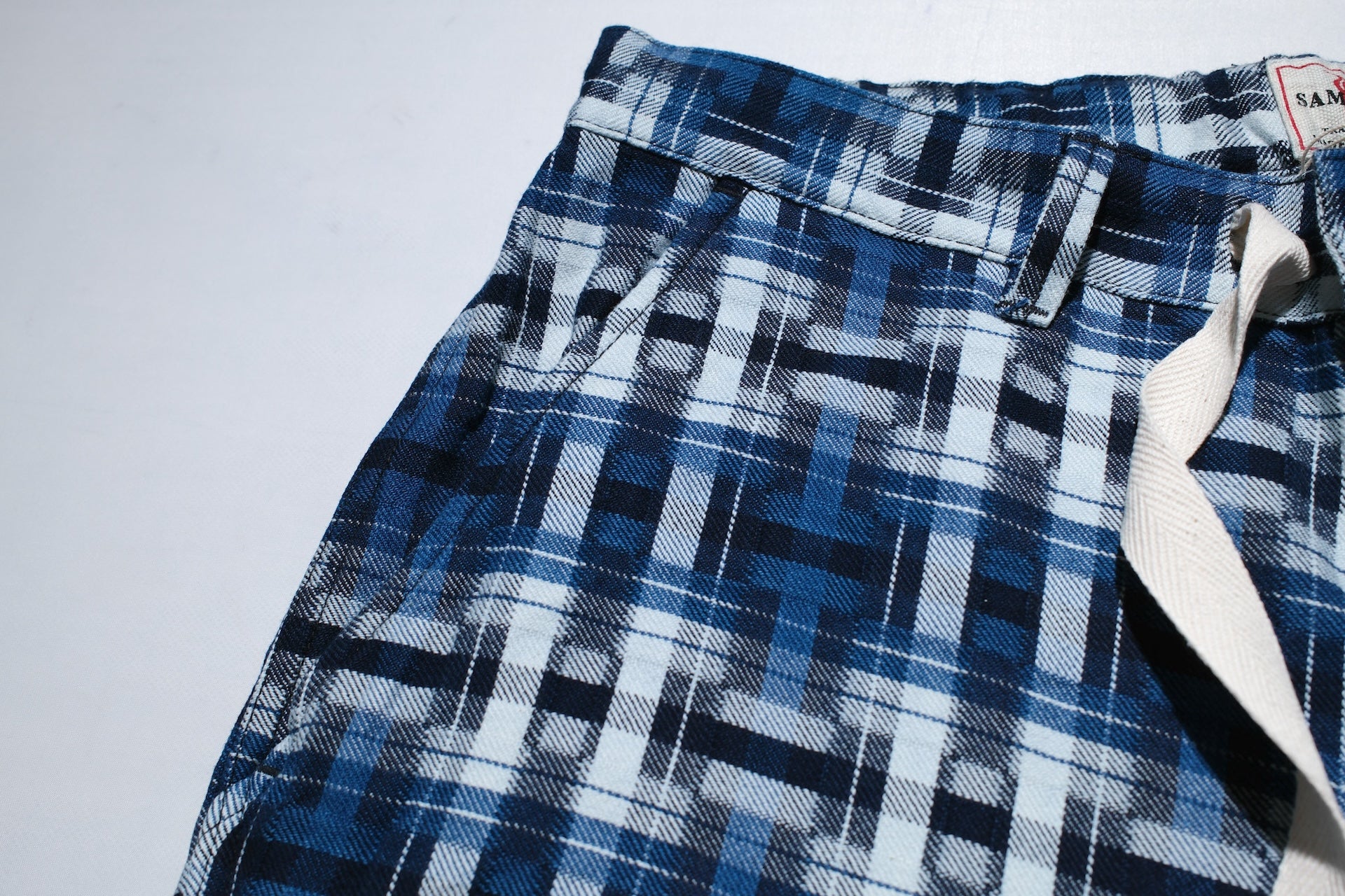 Samurai "Broken Lattice" Natural Indigo Dyed Easy Shorts