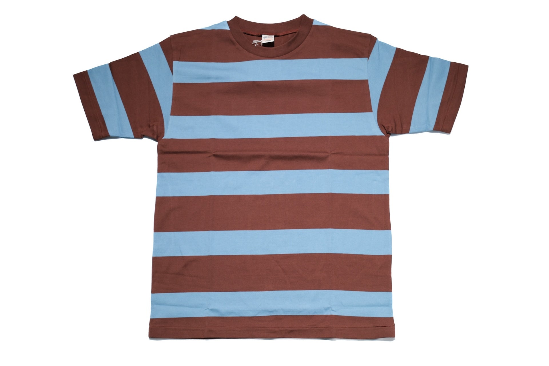 Warehouse 5.5oz "Old School" Loopwheeled Border Tee (Sax Blue X Brown)