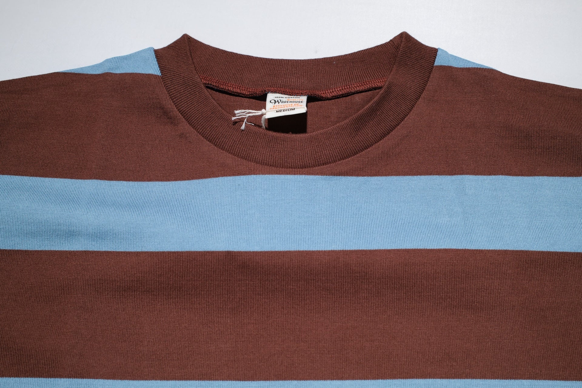 Warehouse 5.5oz "Old School" Loopwheeled Border Tee (Sax Blue X Brown)