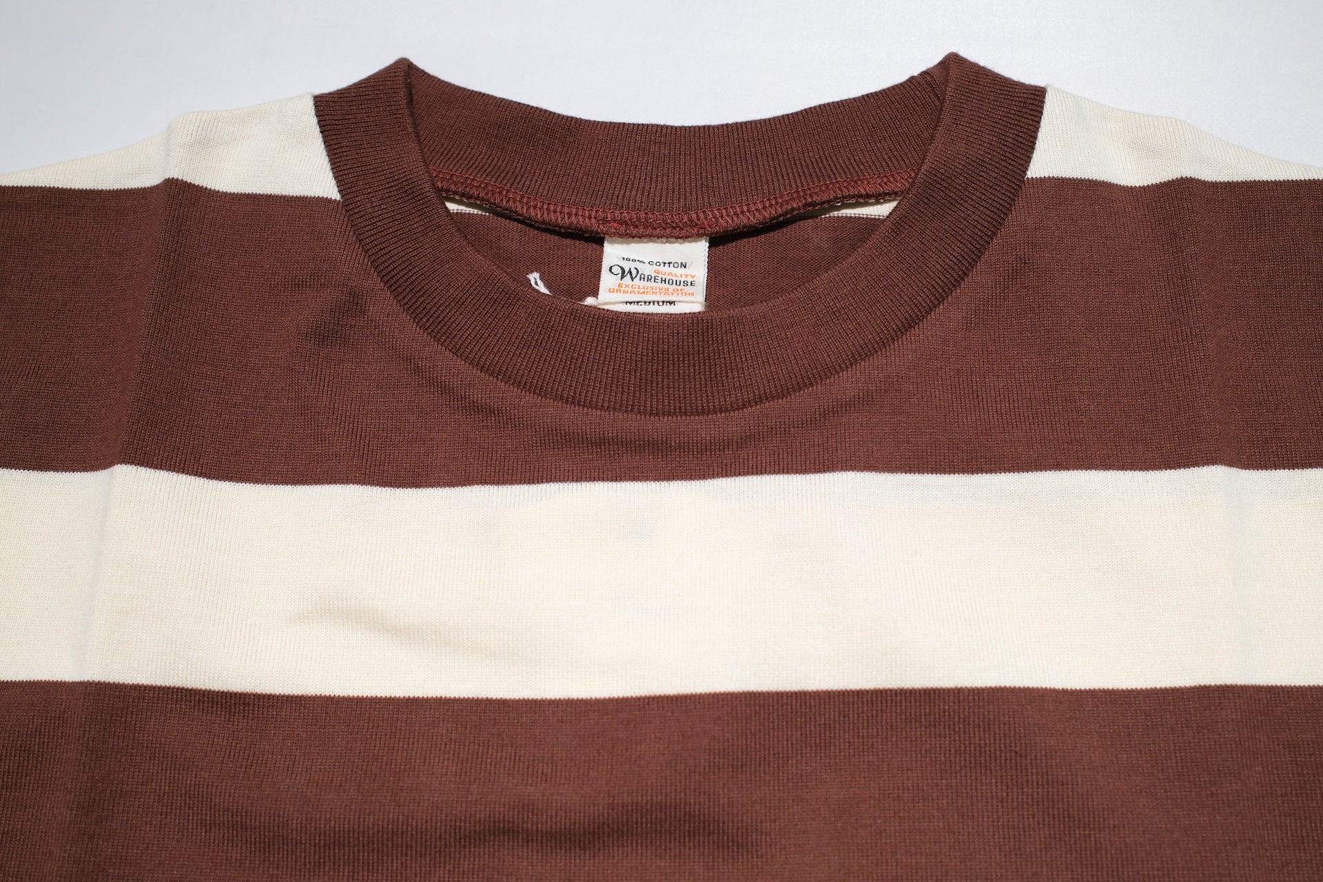 Warehouse 5.5oz "Old School" Loopwheeled Border Tee (Cream X Brown)