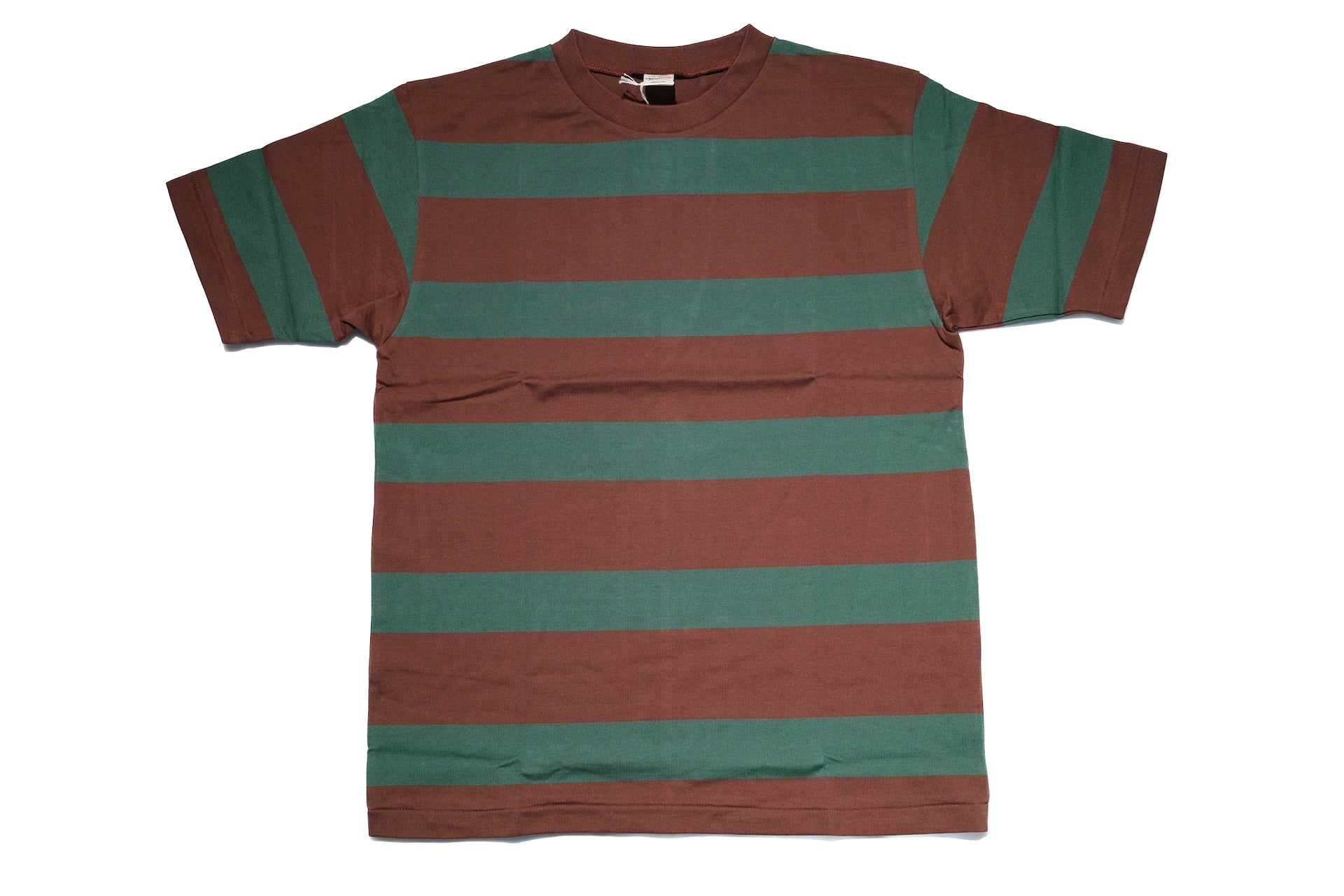 Warehouse 5.5oz "Old School" Loopwheeled Border Tee (Green X Brown)