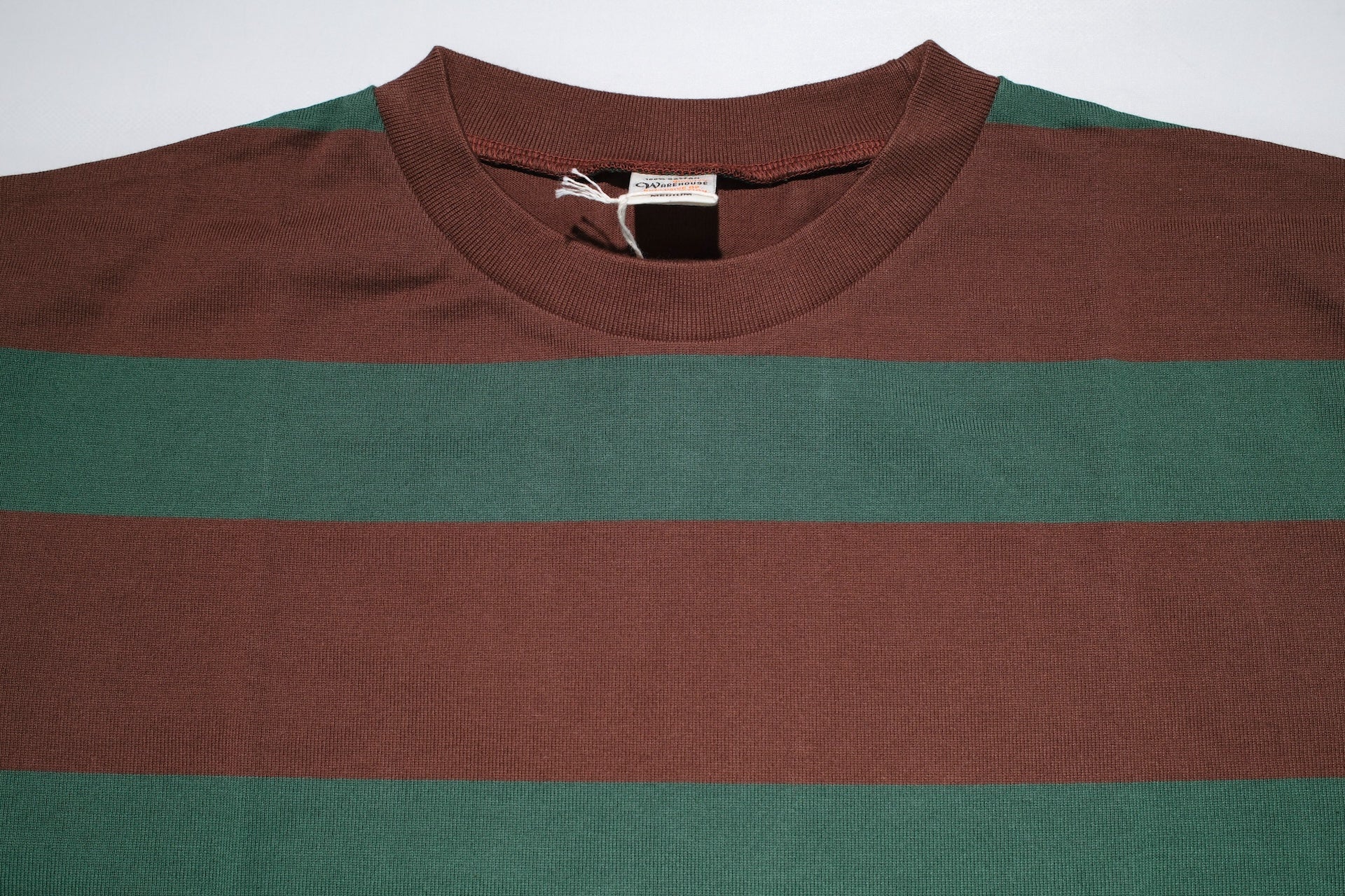 Warehouse 5.5oz "Old School" Loopwheeled Border Tee (Green X Brown)