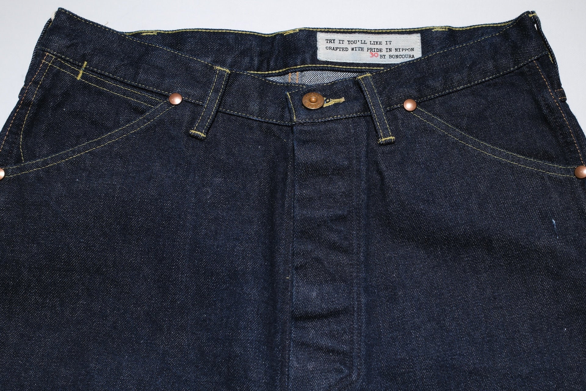 BONCOURA 15oz Indigo Dyed "Ike-Momen" B-11 Rodeo Denim Pants (Rodeo Tapered fit)