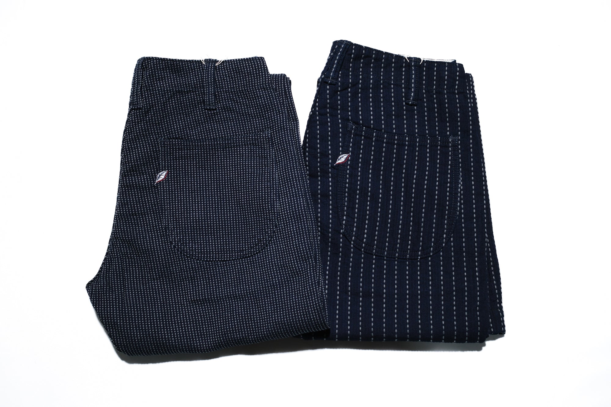 Pure Blue Japan 12oz Indigo Dyed "Wabash Type" Sashiko Comfort Trousers (Regular Straight fit)
