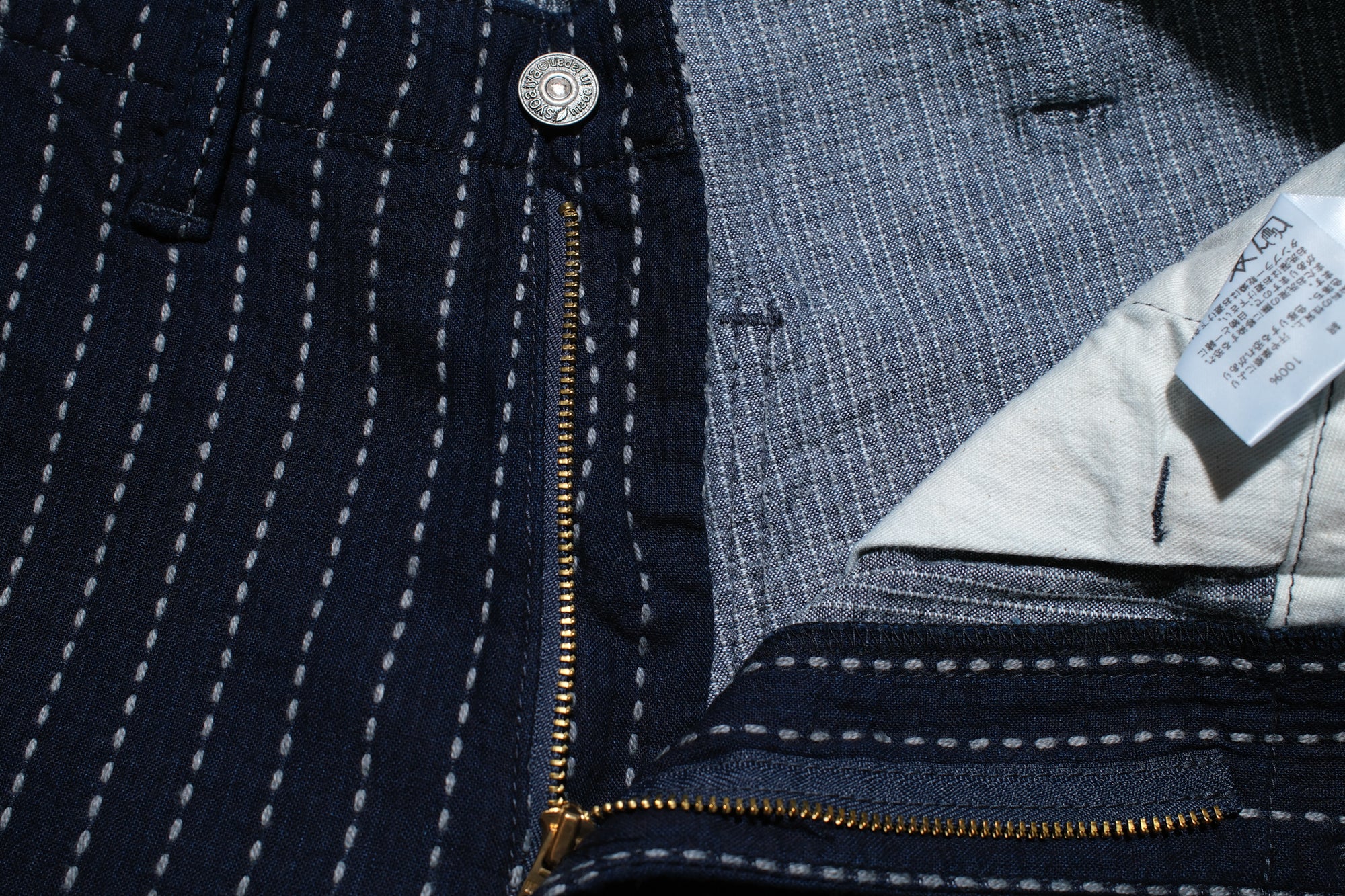 Pure Blue Japan 12oz Indigo Dyed "Wabash Type" Sashiko Comfort Trousers (Regular Straight fit)