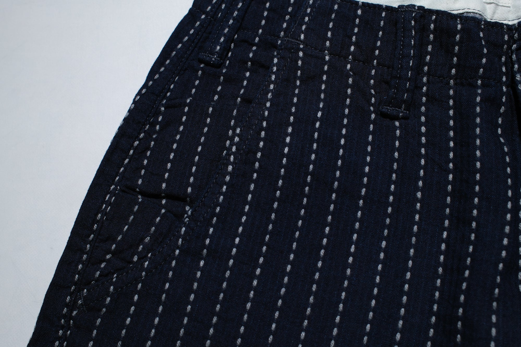 Pure Blue Japan 12oz Indigo Dyed "Wabash Type" Sashiko Comfort Trousers (Regular Straight fit)
