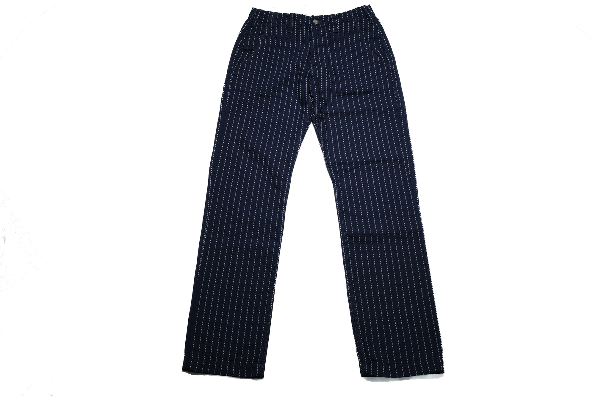 Pure Blue Japan 12oz Indigo Dyed "Wabash Type" Sashiko Comfort Trousers (Regular Straight fit)