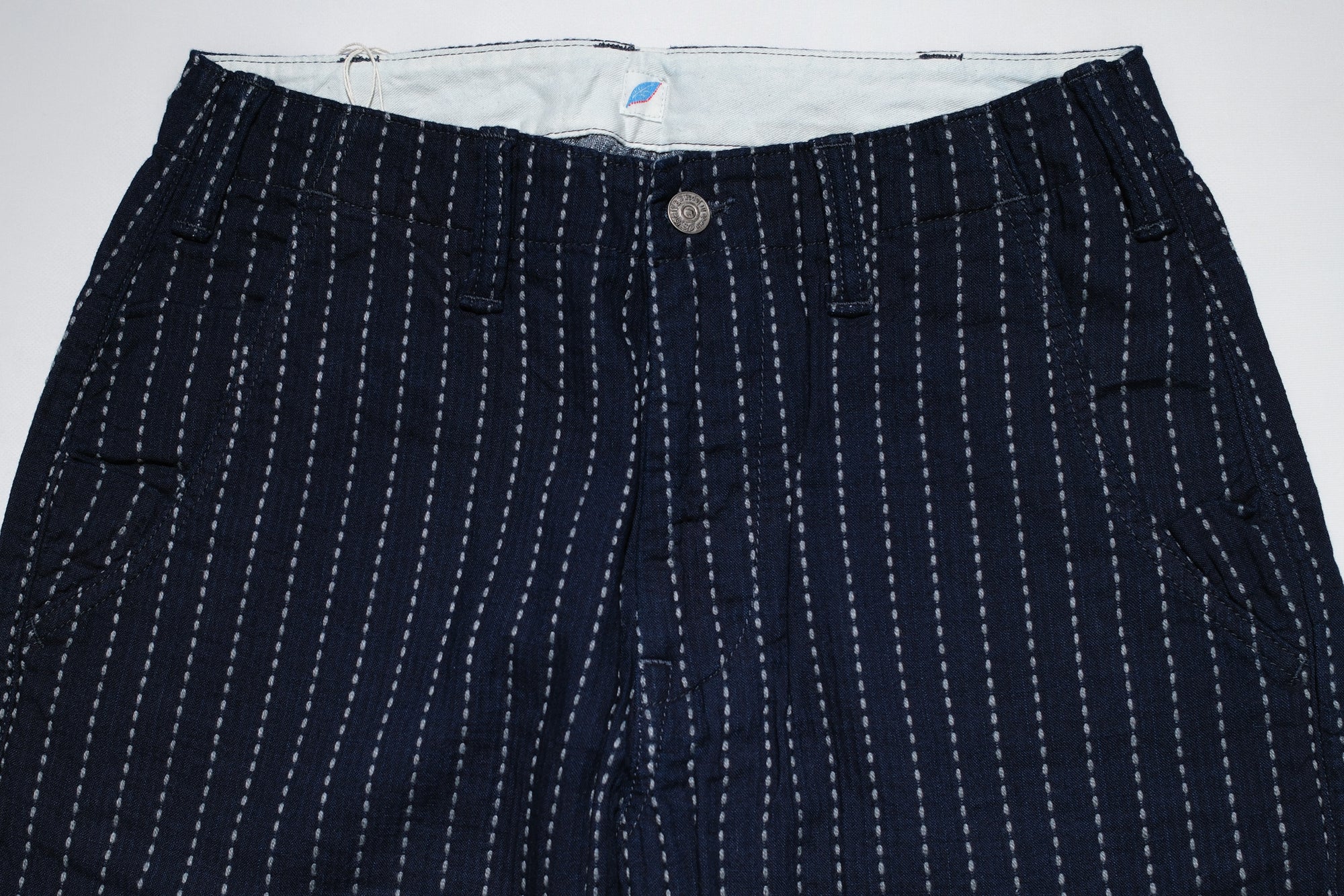 Pure Blue Japan 12oz Indigo Dyed "Wabash Type" Sashiko Comfort Trousers (Regular Straight fit)
