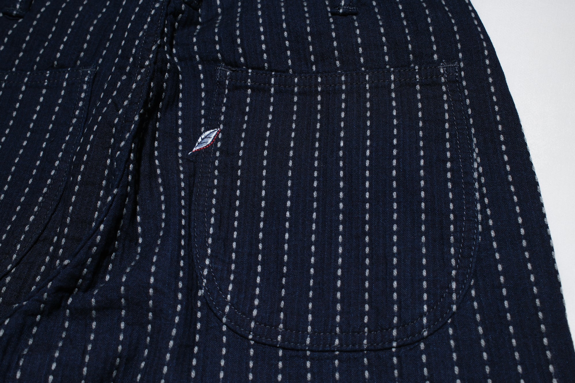 Pure Blue Japan 12oz Indigo Dyed "Wabash Type" Sashiko Comfort Trousers (Regular Straight fit)