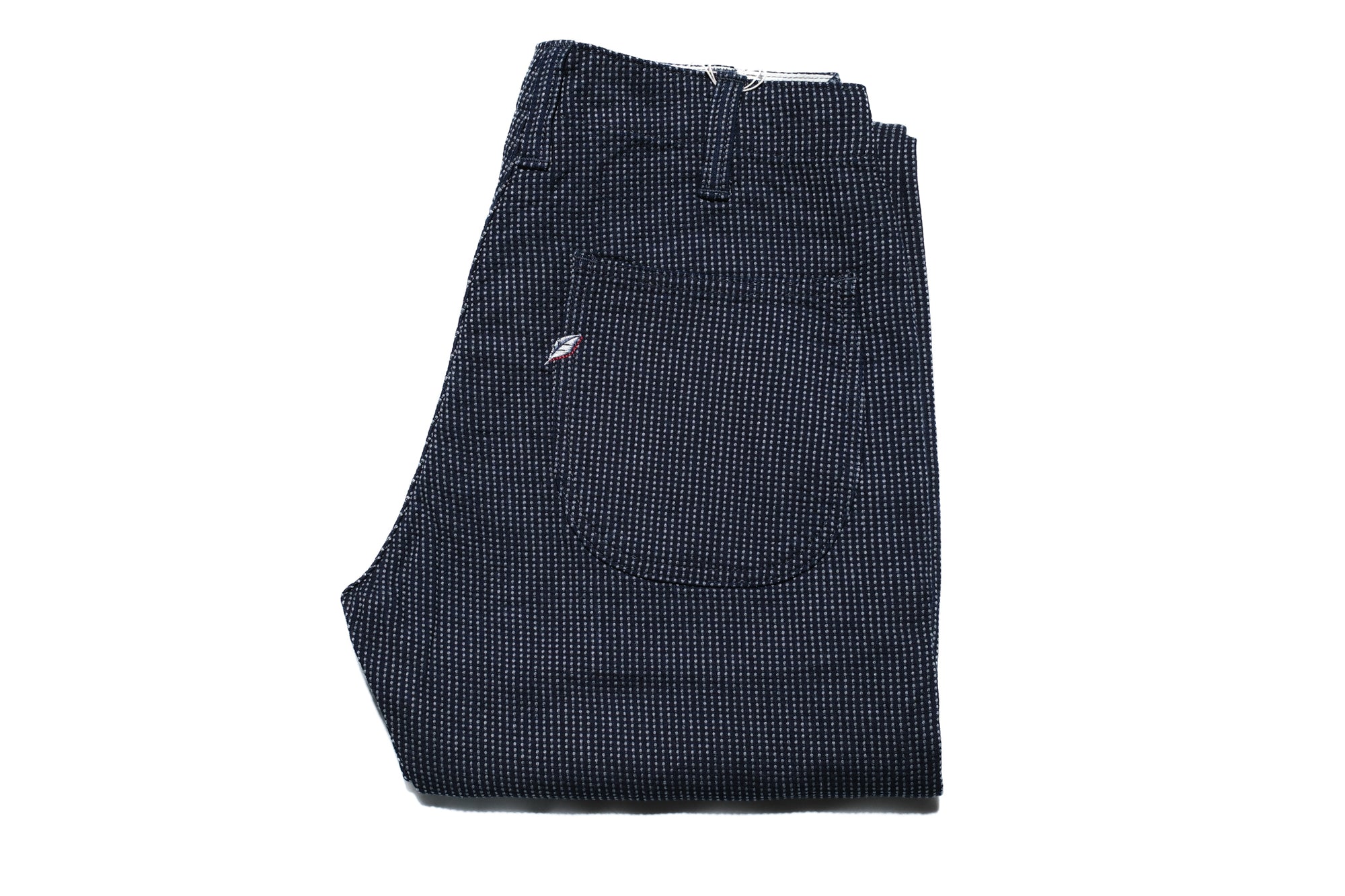 Pure Blue Japan 12oz Indigo Dyed "Pin-Dot Type" Sashiko Comfort Trousers (Regular Straight fit)