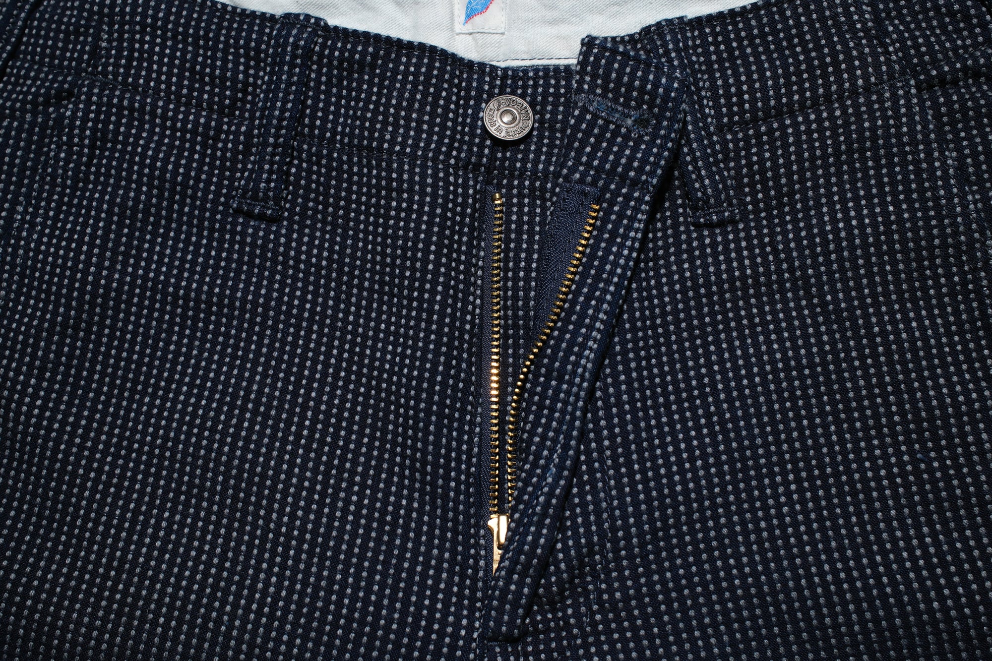 Pure Blue Japan 12oz Indigo Dyed "Pin-Dot Type" Sashiko Comfort Trousers (Regular Straight fit)
