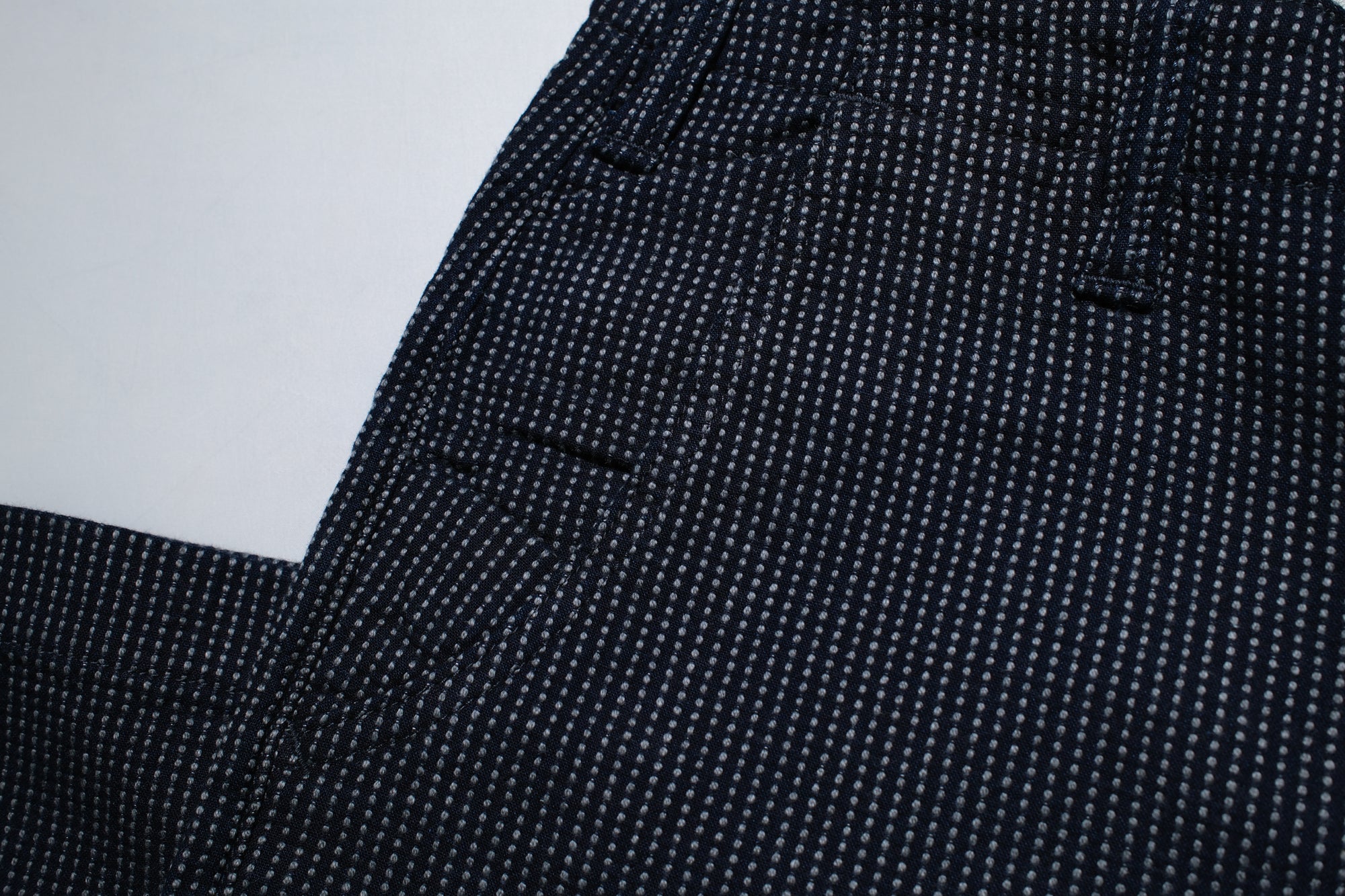 Pure Blue Japan 12oz Indigo Dyed "Pin-Dot Type" Sashiko Comfort Trousers (Regular Straight fit)