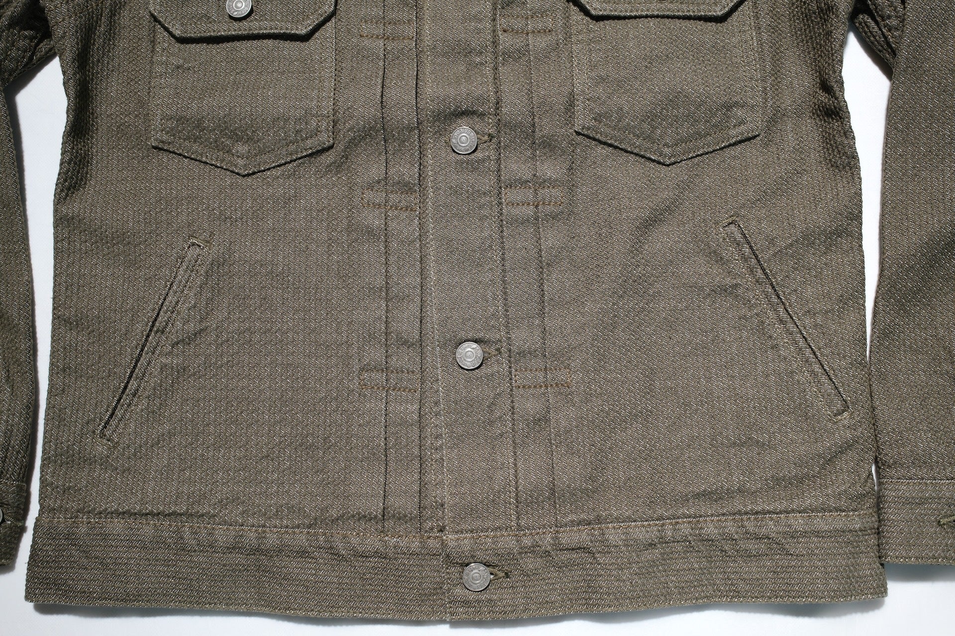 Pure Blue Japan 14oz Sashiko Type 2 Jacket (Olive)