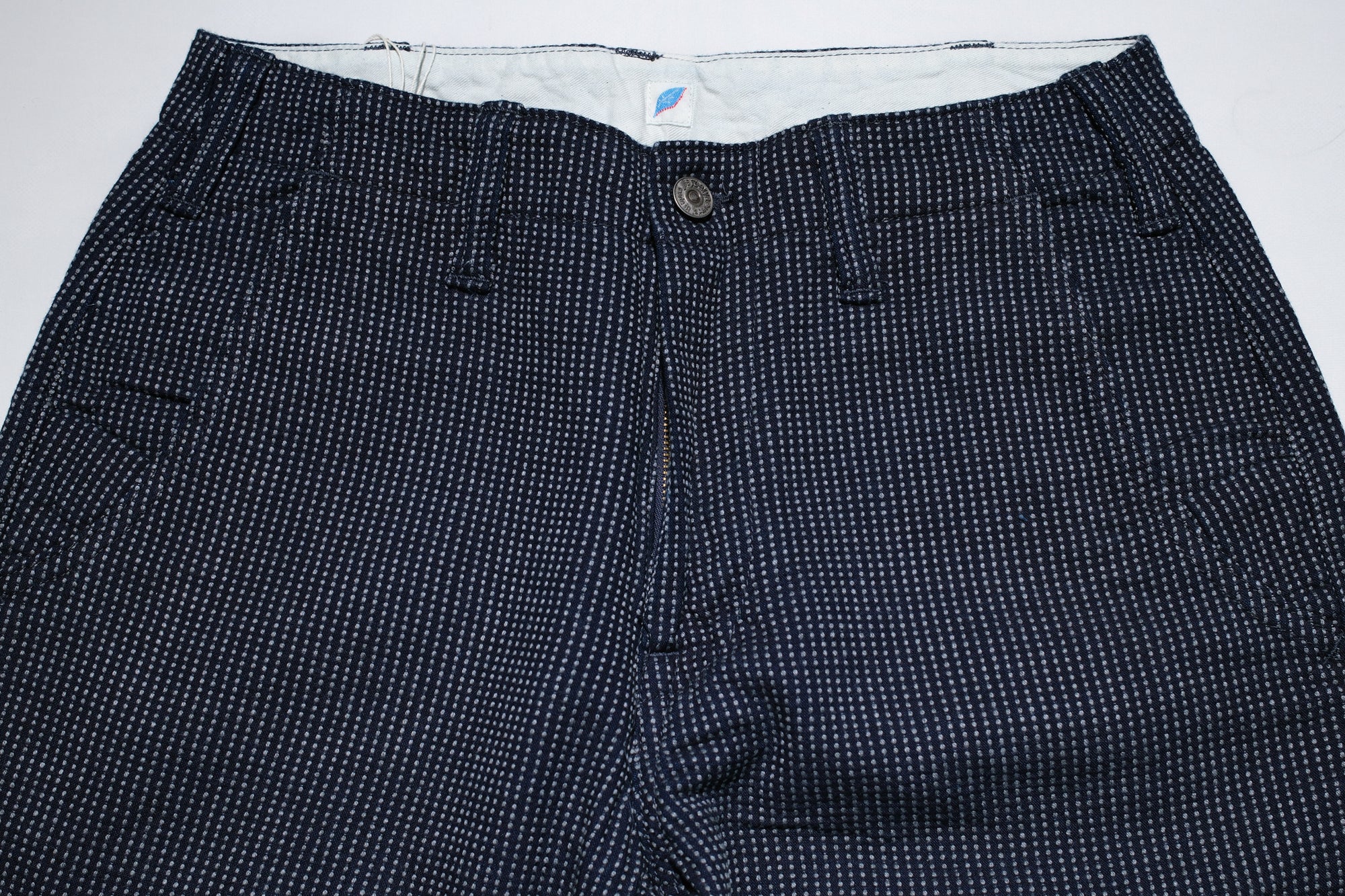 Pure Blue Japan 12oz Indigo Dyed "Pin-Dot Type" Sashiko Comfort Trousers (Regular Straight fit)