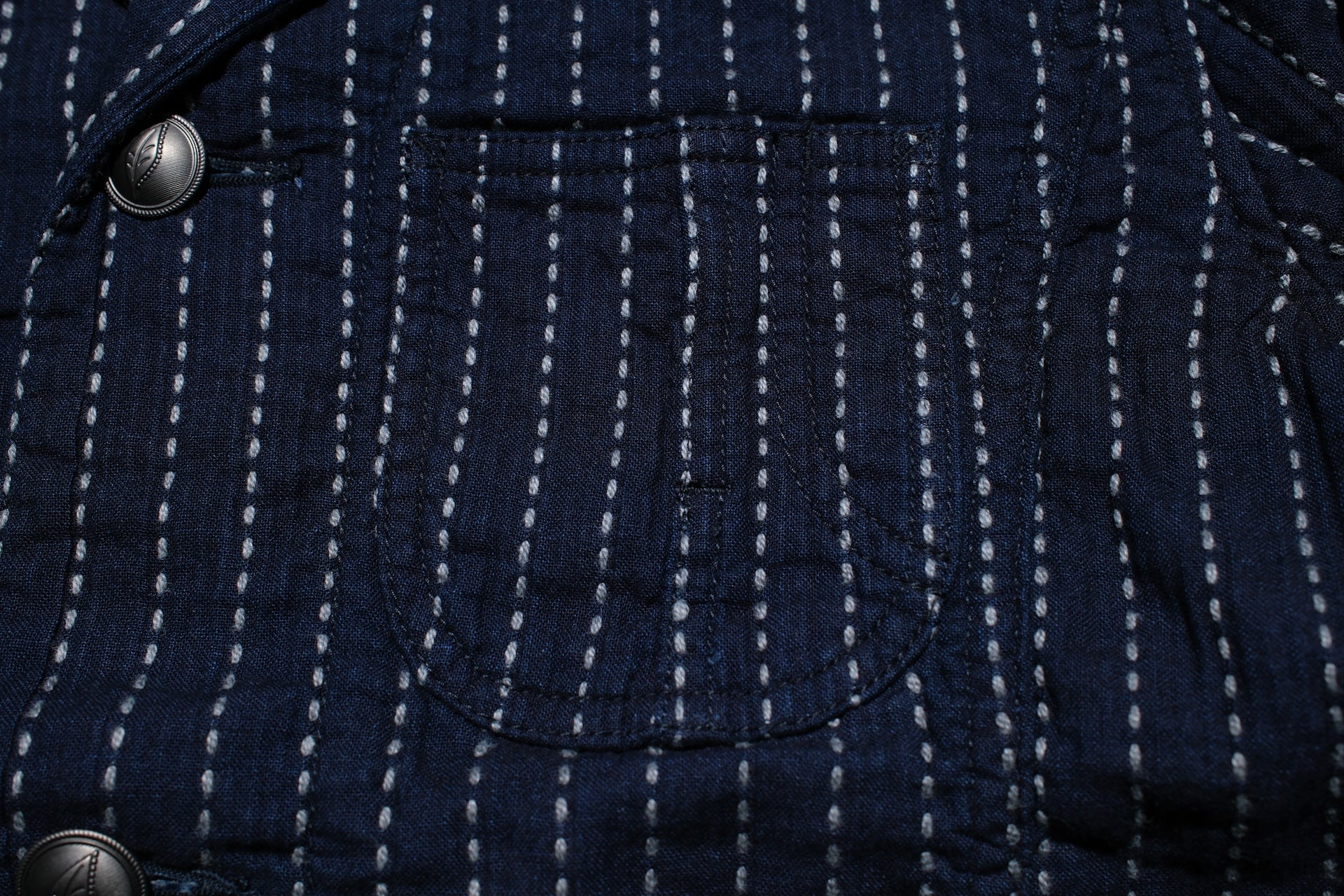 Pure Blue Japan 12oz Indigo Dyed "Wabash Type" Sashiko Tailored Jacket