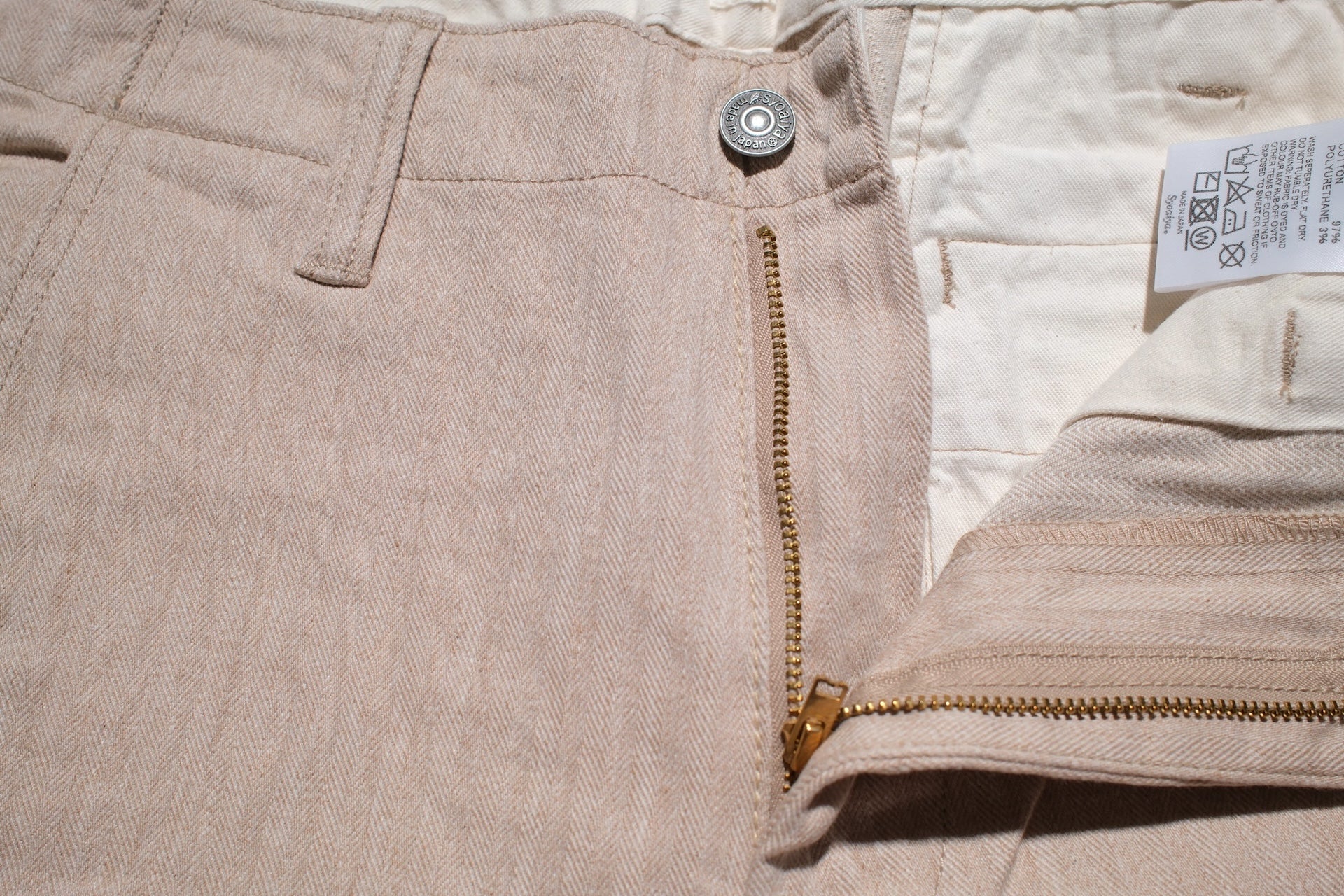 Pure Blue Japan 12oz Herringbone Twill Chinos (Beige)