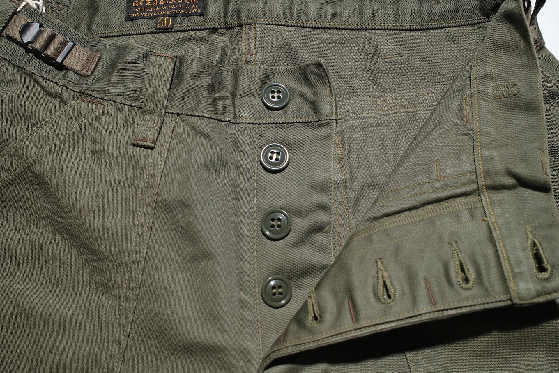 Freewheelers "Sidewinder" Back Satin Military Shorts (Dark Olive)