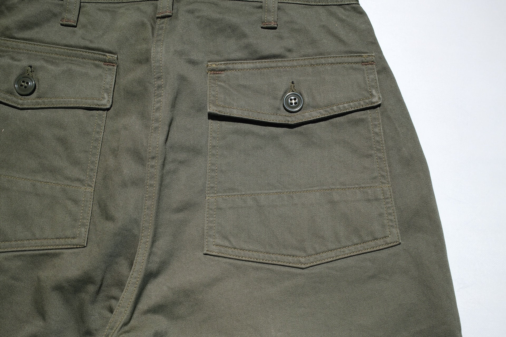 Freewheelers "Sidewinder" Back Satin Military Shorts (Dark Olive)