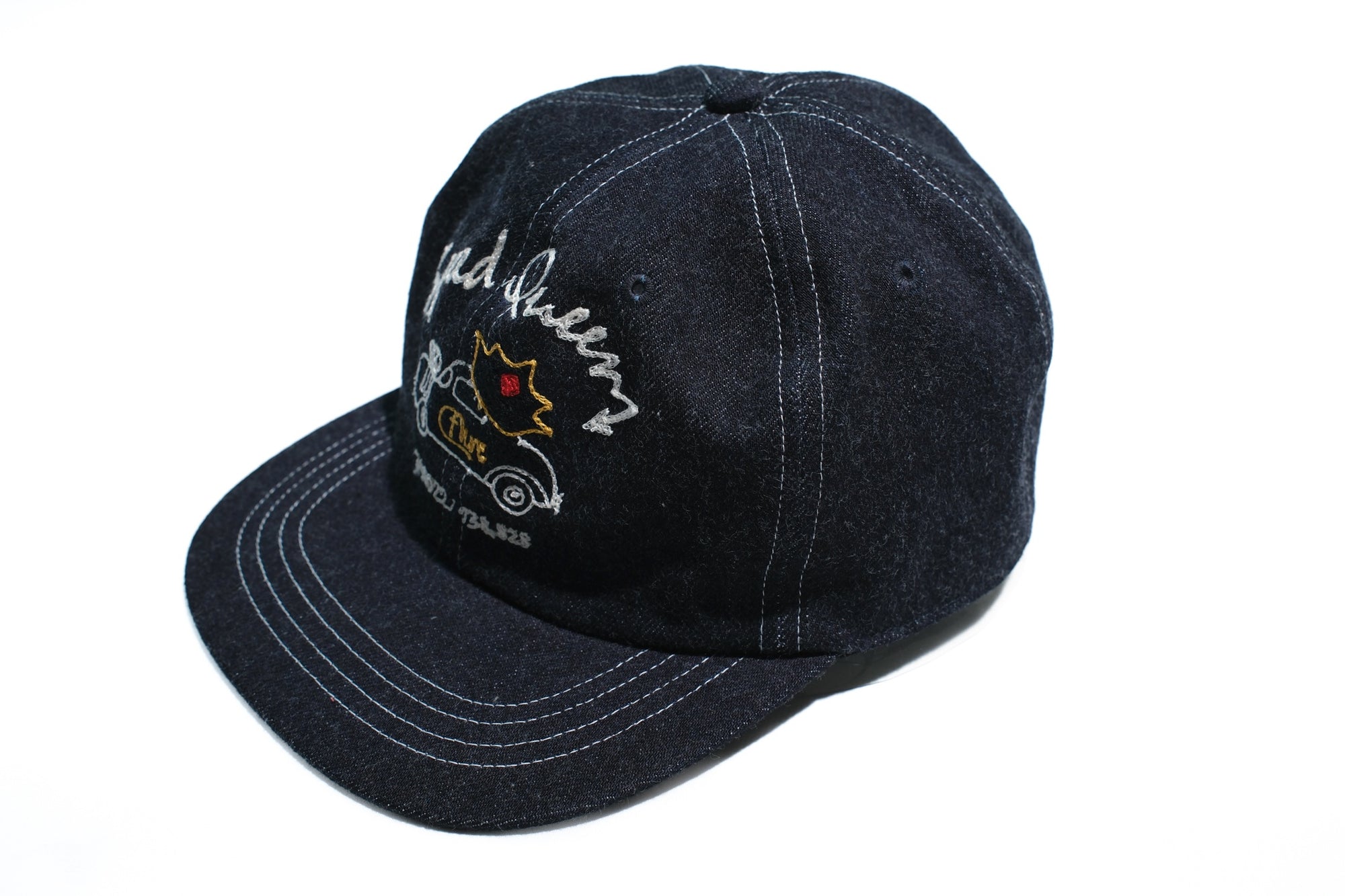 The Flat Head 12oz Selvage Denim "Hot Rod" Trucker Cap (Grand Indigo)