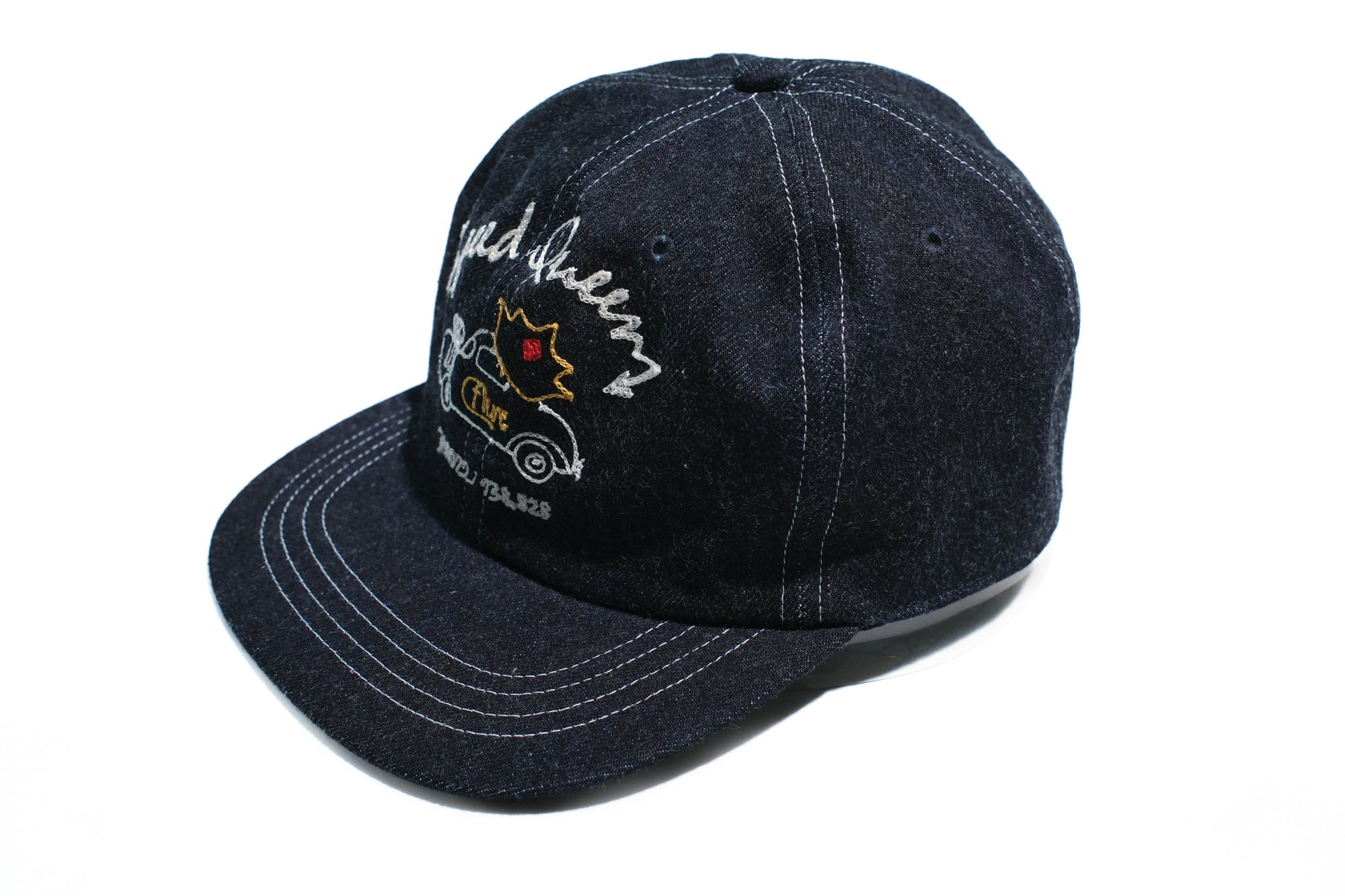 The Flat Head 12oz Selvage Denim "Hot Rod" Trucker Cap (Grand Indigo)