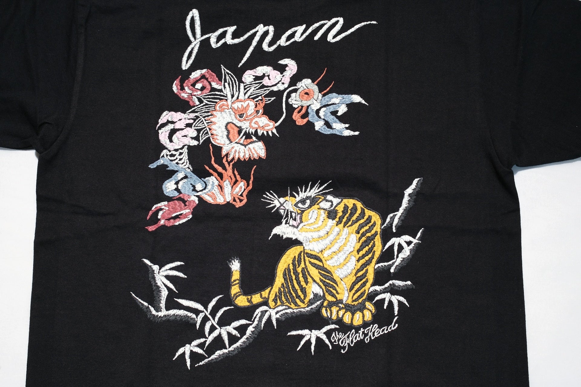 The Flat Head 9oz "Tiger & Dragon" Loopwheeled Tee (Black)