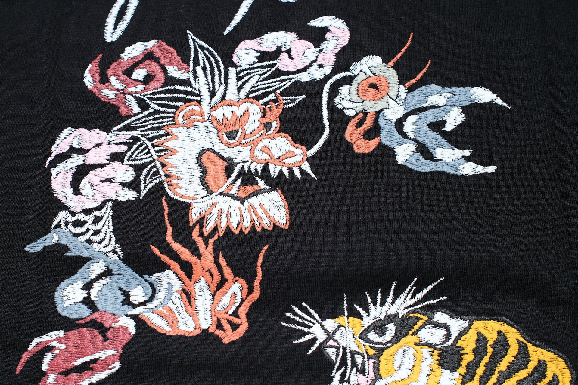 The Flat Head 9oz "Tiger & Dragon" Loopwheeled Tee (Black)