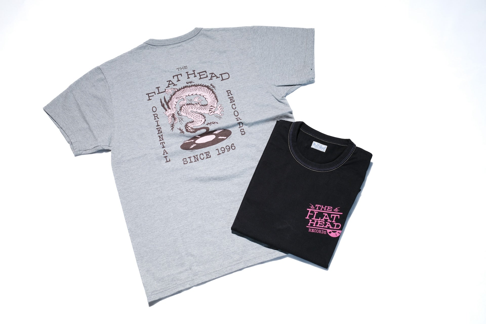 The Flat Head 9oz "Records" Loopwheeled Tee (Black)