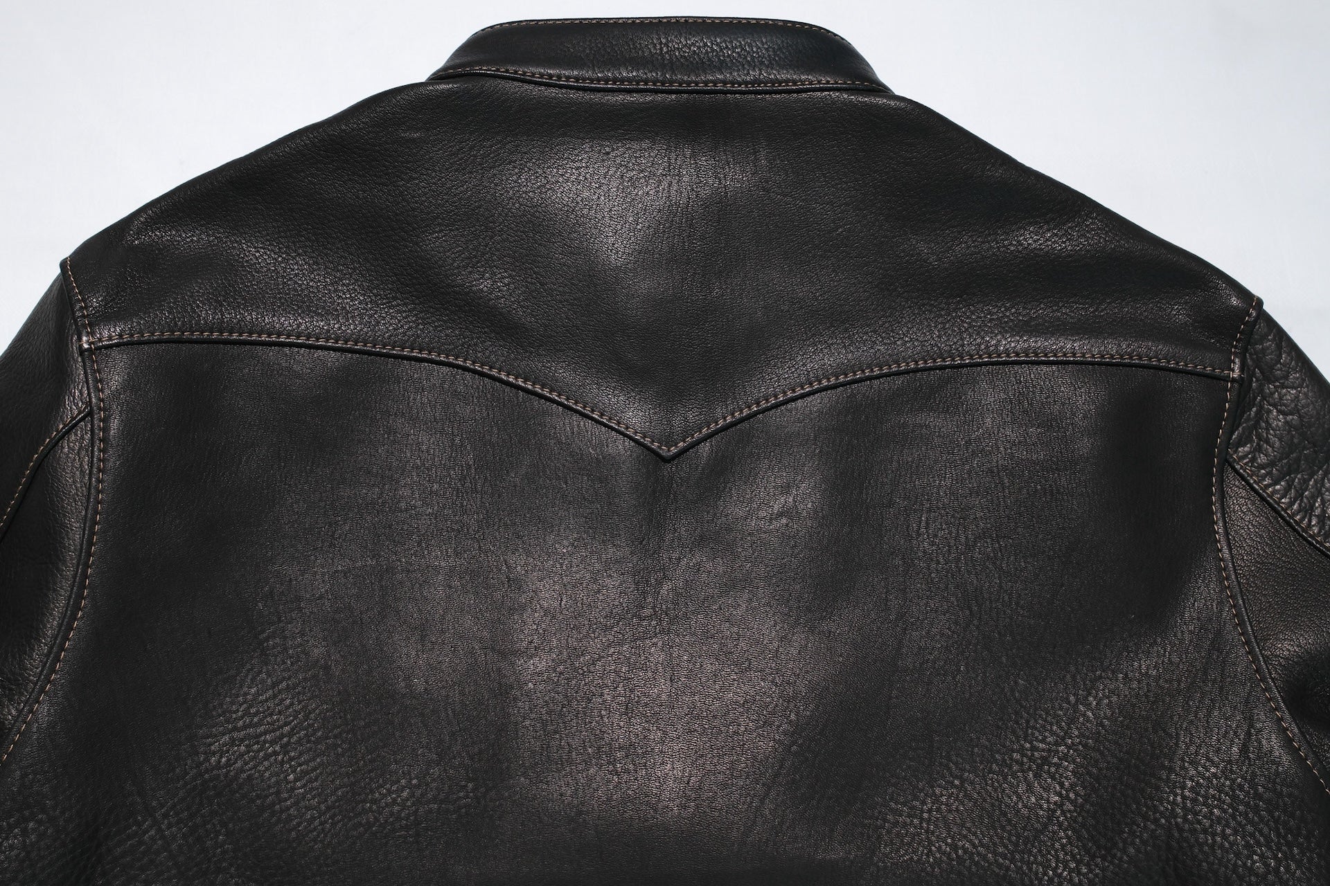 The Flat Head 'Ultimate' Deerskin Stand Collar Single Rider Jacket (Black Teacore)