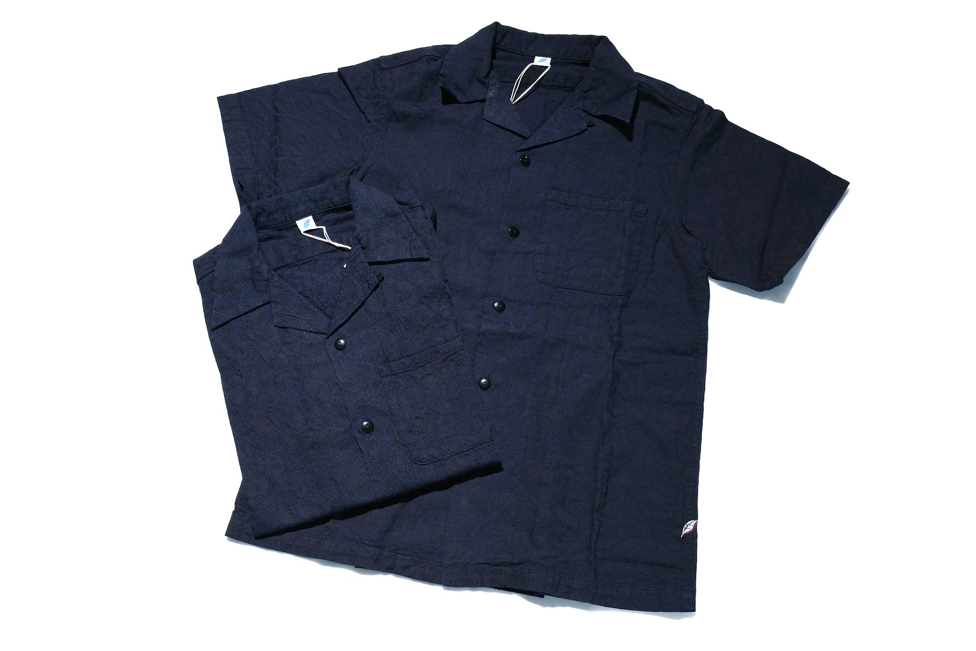 Pure Blue Japan 8oz Indigo Dyed "Paisley" Jacquard S/S Open Collar Shirt