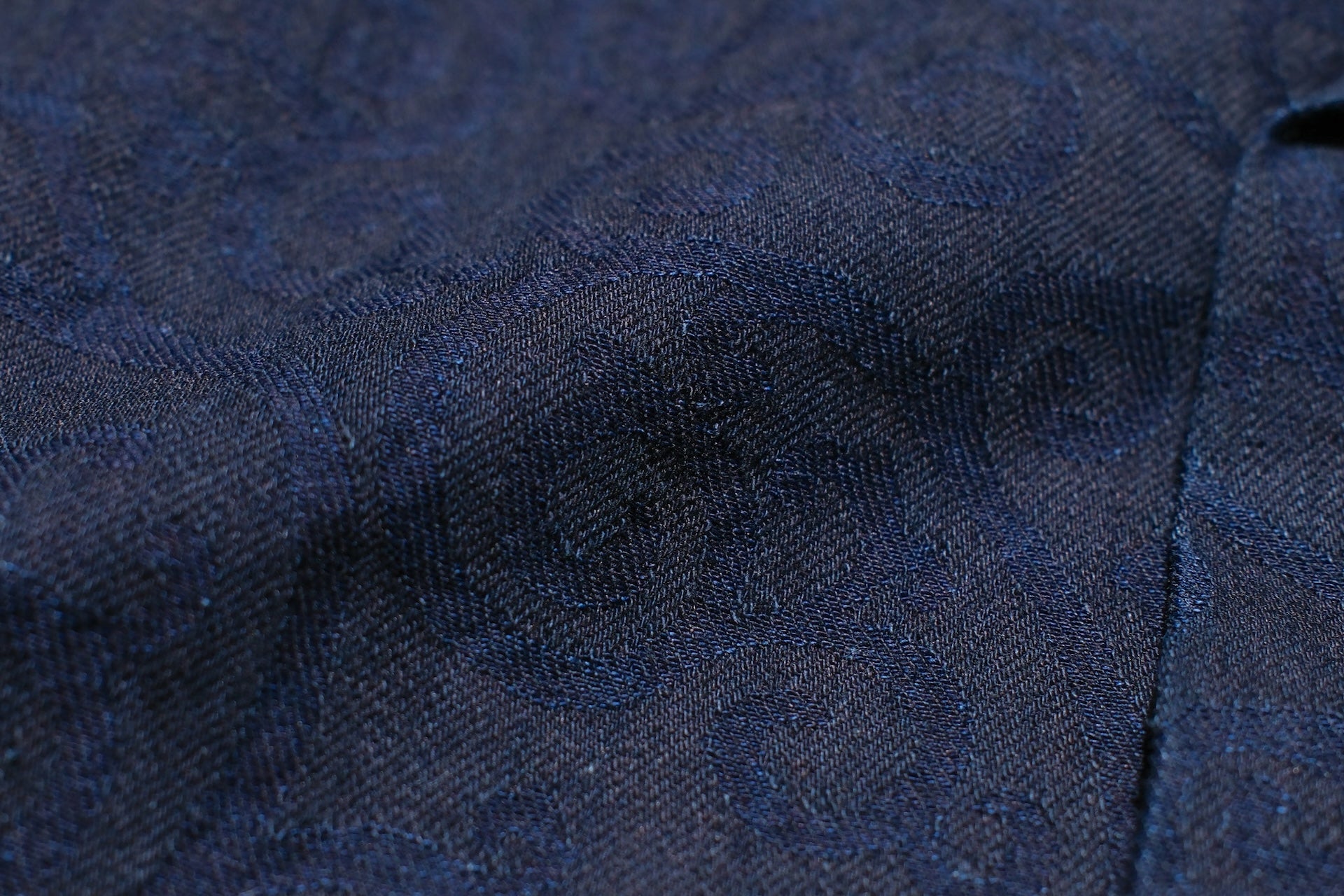 Pure Blue Japan 8oz Indigo Dyed "Arabesque" Jacquard S/S Open Collar Shirt