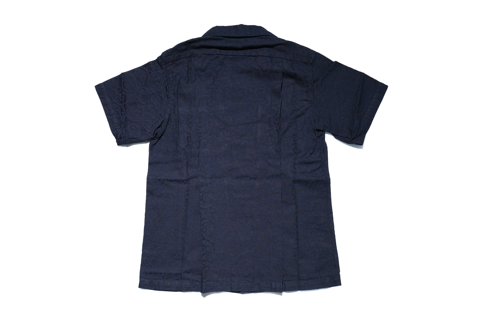 Pure Blue Japan 8oz Indigo Dyed "Arabesque" Jacquard S/S Open Collar Shirt