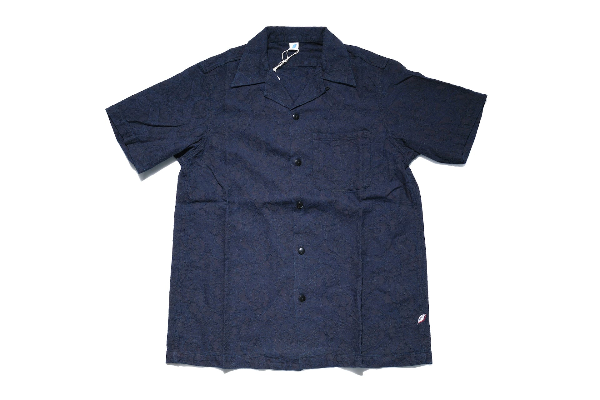 Pure Blue Japan 8oz Indigo Dyed "Paisley" Jacquard S/S Open Collar Shirt