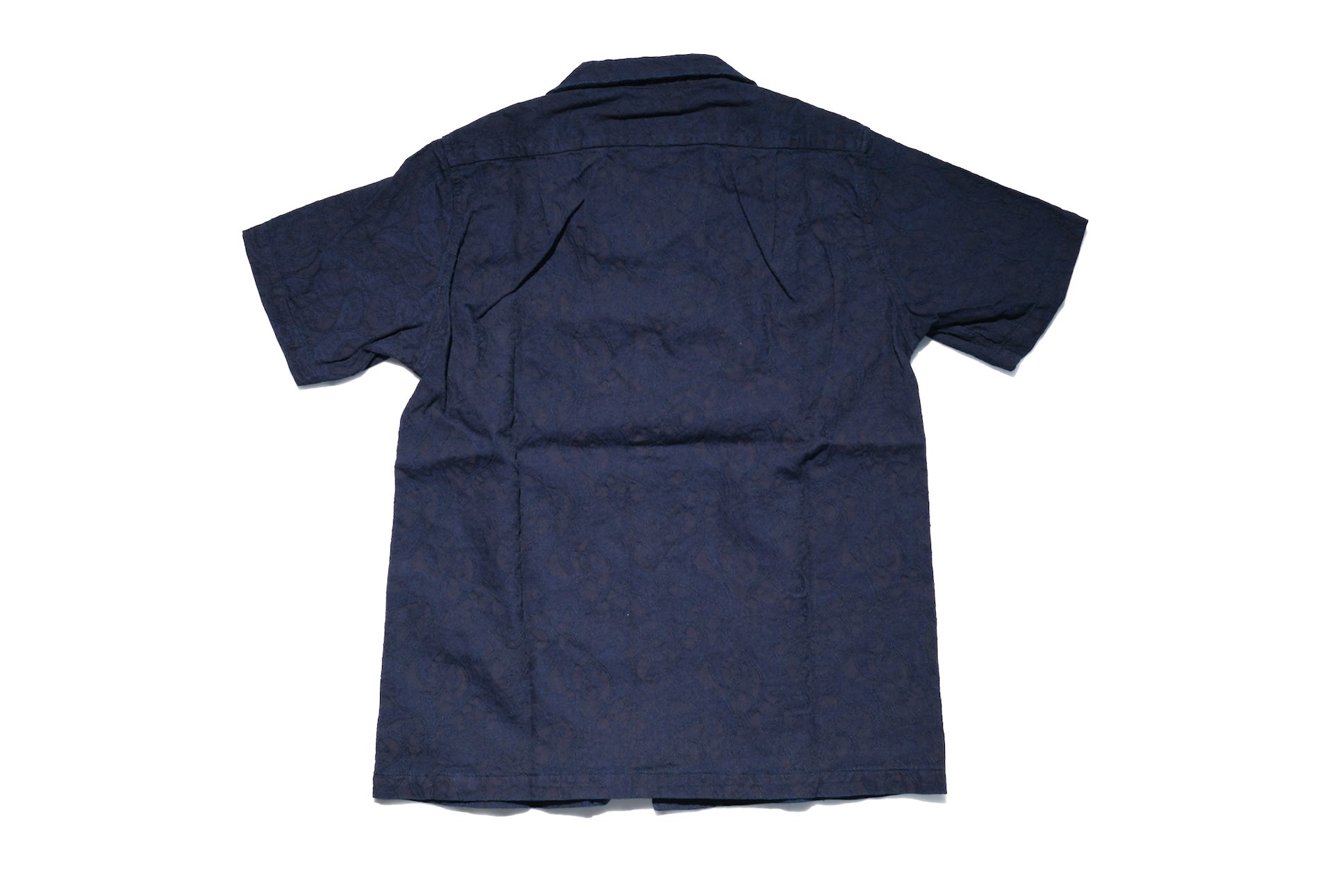 Pure Blue Japan 8oz Indigo Dyed "Paisley" Jacquard S/S Open Collar Shirt