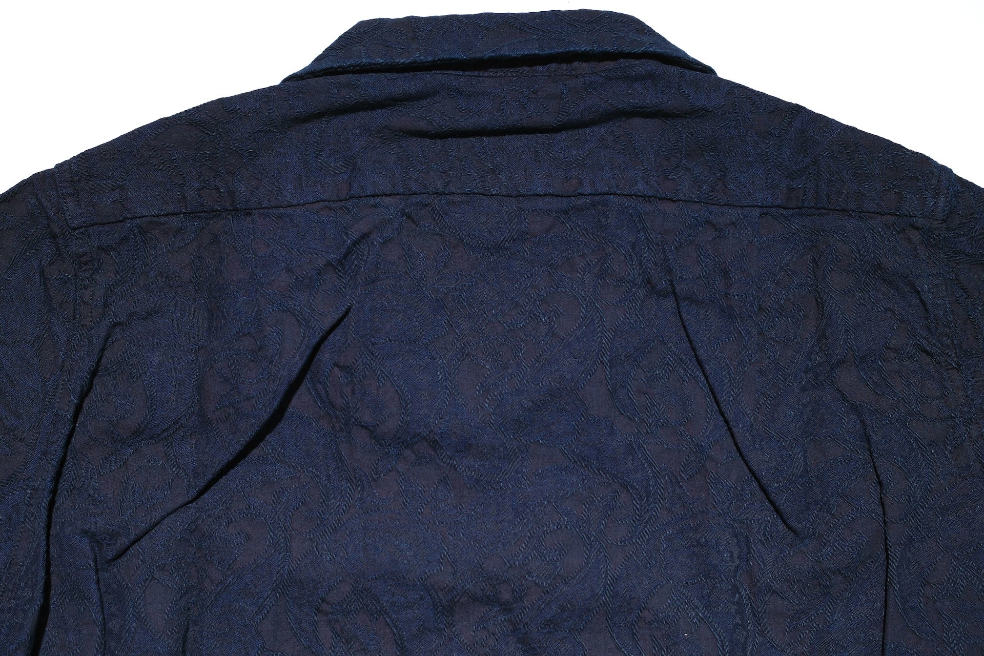 Pure Blue Japan 8oz Indigo Dyed "Paisley" Jacquard S/S Open Collar Shirt