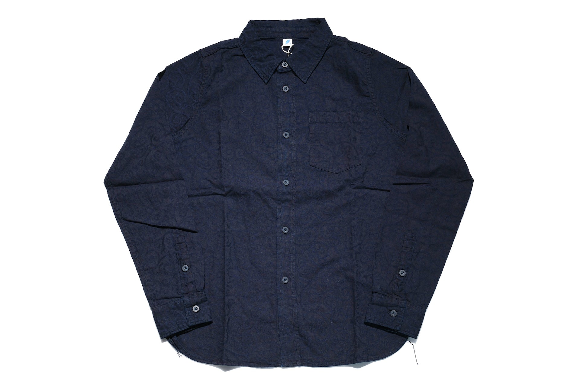 Pure Blue Japan 8oz Indigo Dyed "Arabesque" Jacquard Oxford Shirt