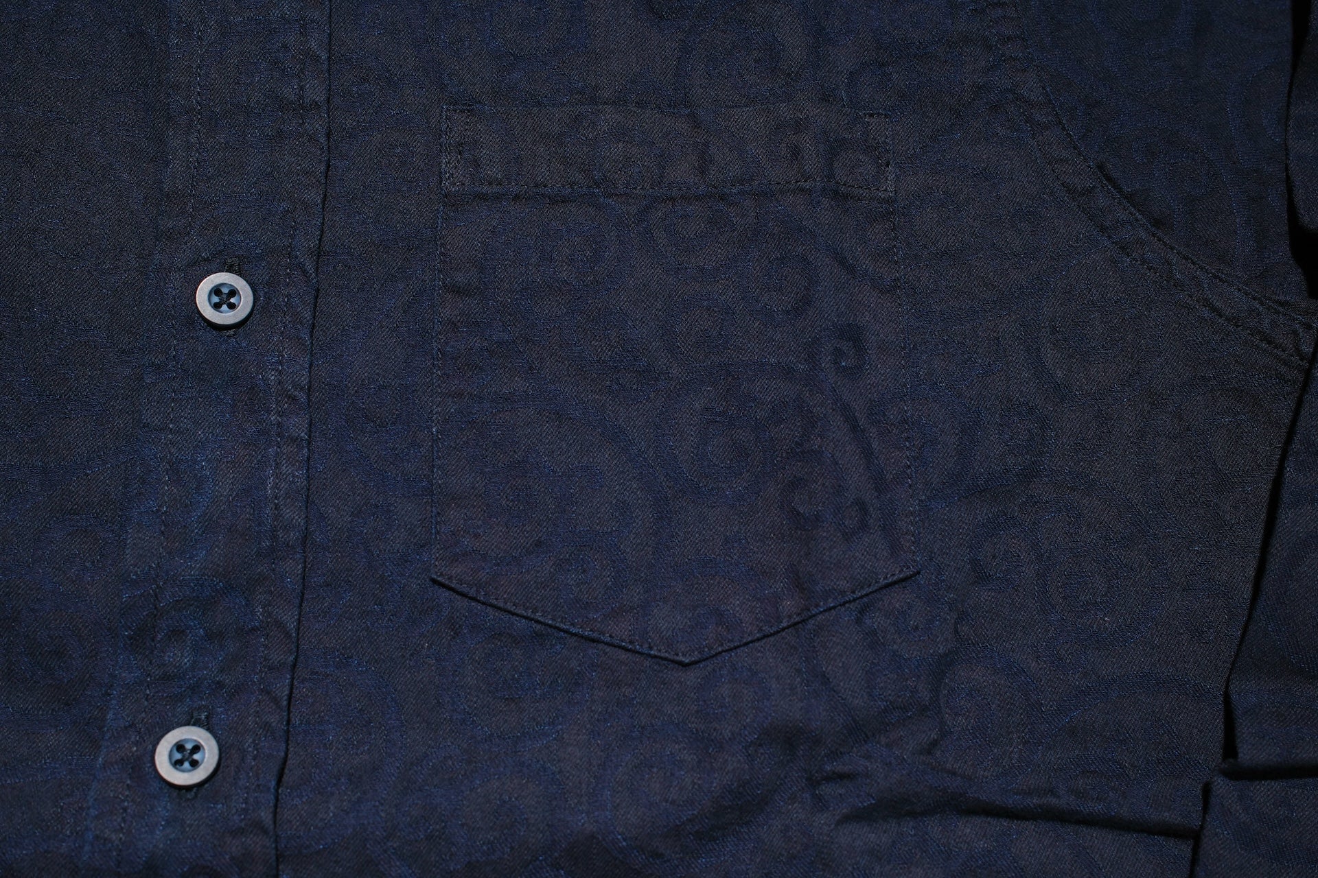 Pure Blue Japan 8oz Indigo Dyed "Arabesque" Jacquard Oxford Shirt