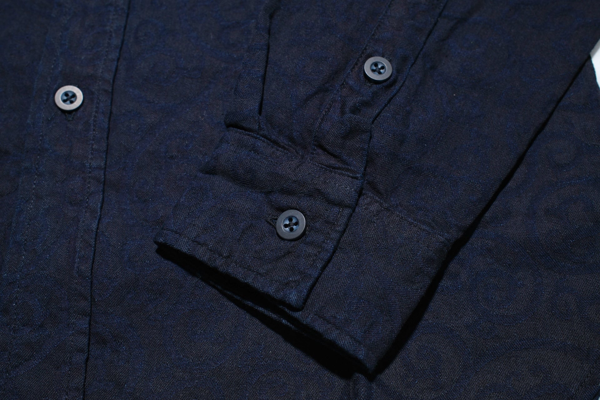 Pure Blue Japan 8oz Indigo Dyed "Arabesque" Jacquard Oxford Shirt