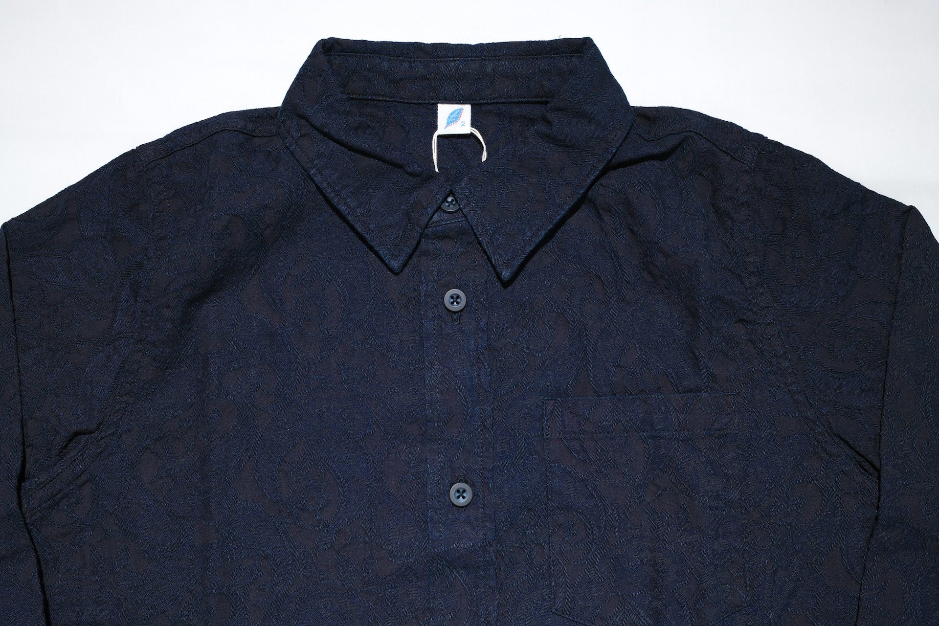 Pure Blue Japan 8oz Indigo Dyed "Paisley" Jacquard Oxford Shirt