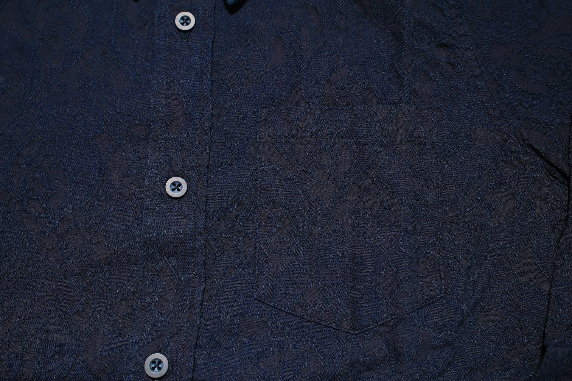 Pure Blue Japan 8oz Indigo Dyed "Paisley" Jacquard Oxford Shirt