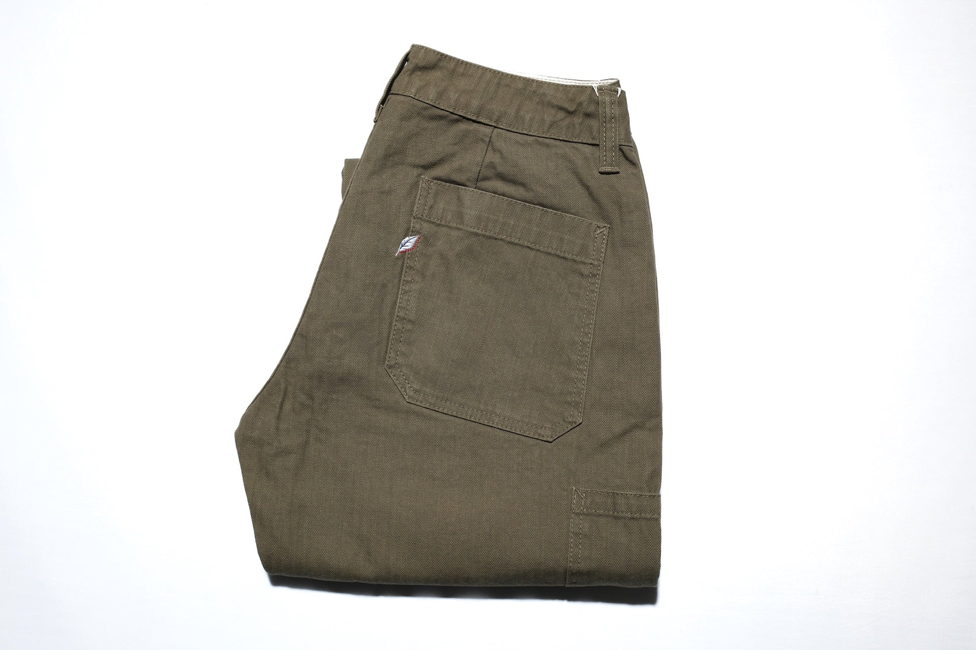 Pure Blue Japan 12oz HBT Utility Work Trousers (Olive)