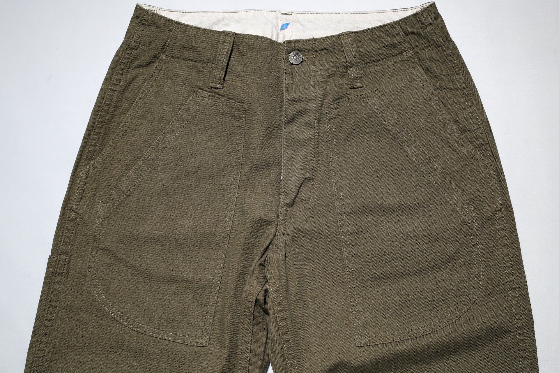 Pure Blue Japan 12oz HBT Utility Work Trousers (Olive)