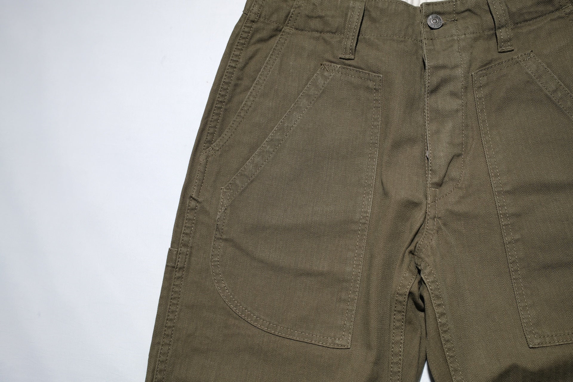 Pure Blue Japan 12oz HBT Utility Work Trousers (Olive)