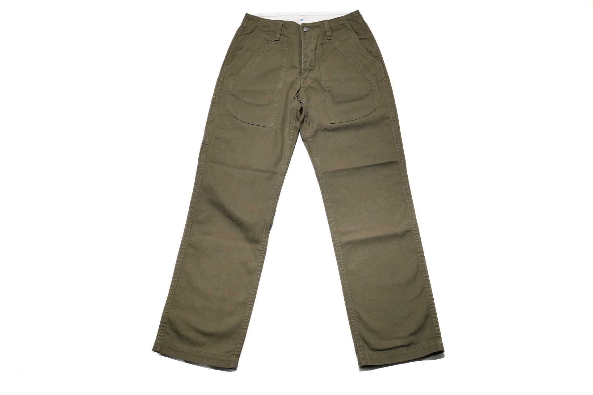 Pure Blue Japan 12oz HBT Utility Work Trousers (Olive)