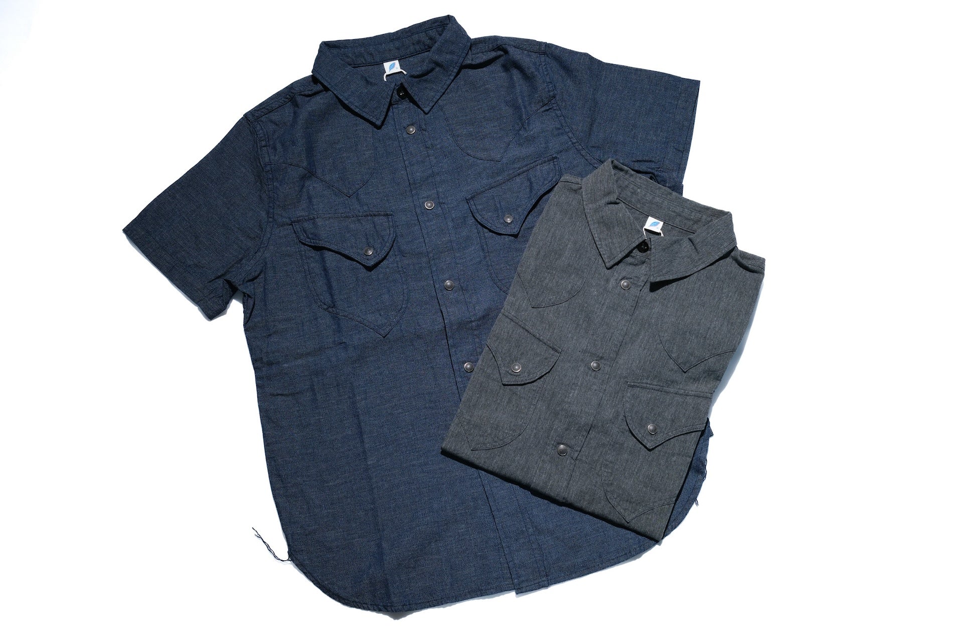 Pure Blue Japan 8oz Chambray S/S Western Shirt (Heather Black)