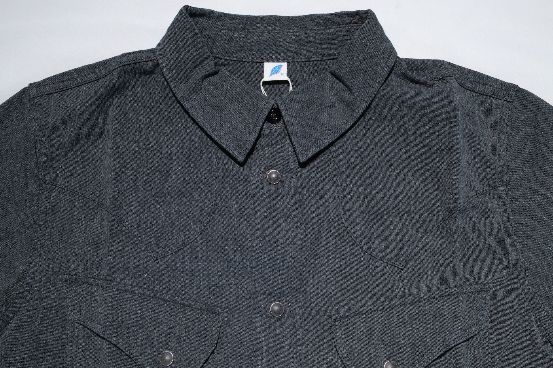 Pure Blue Japan 8oz Chambray S/S Western Shirt (Heather Black)