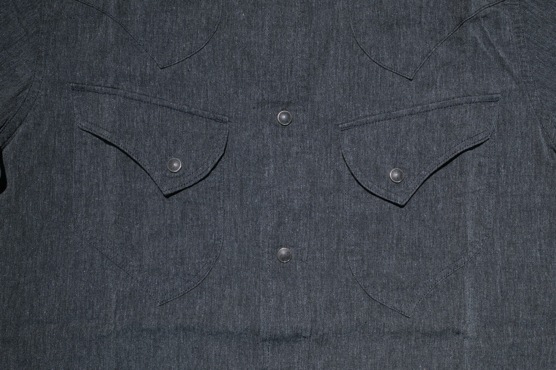 Pure Blue Japan 8oz Chambray S/S Western Shirt (Heather Black)