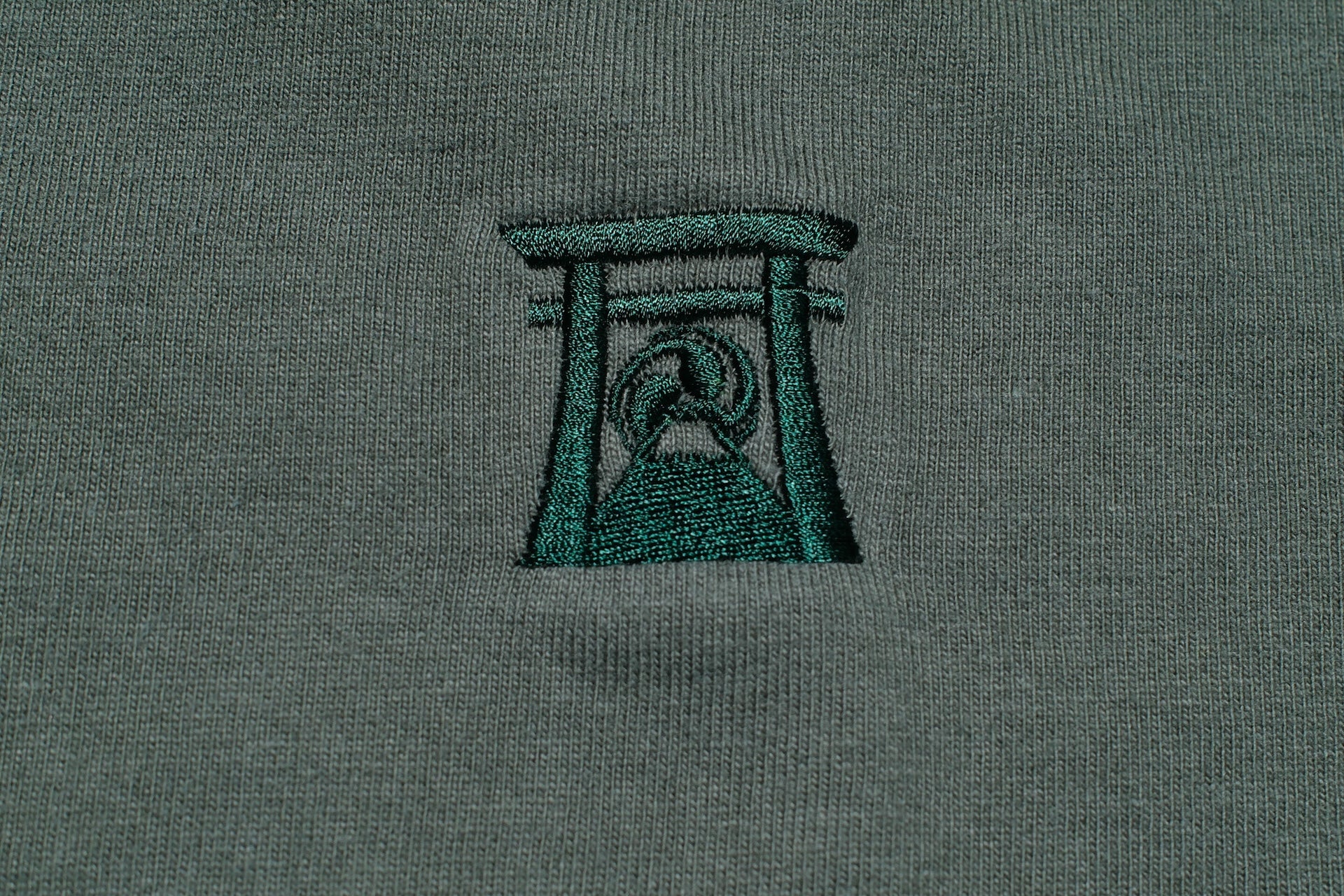 Samurai 8.5oz "Torii Embroidery" Loopwheeled Tee (Moss Green)