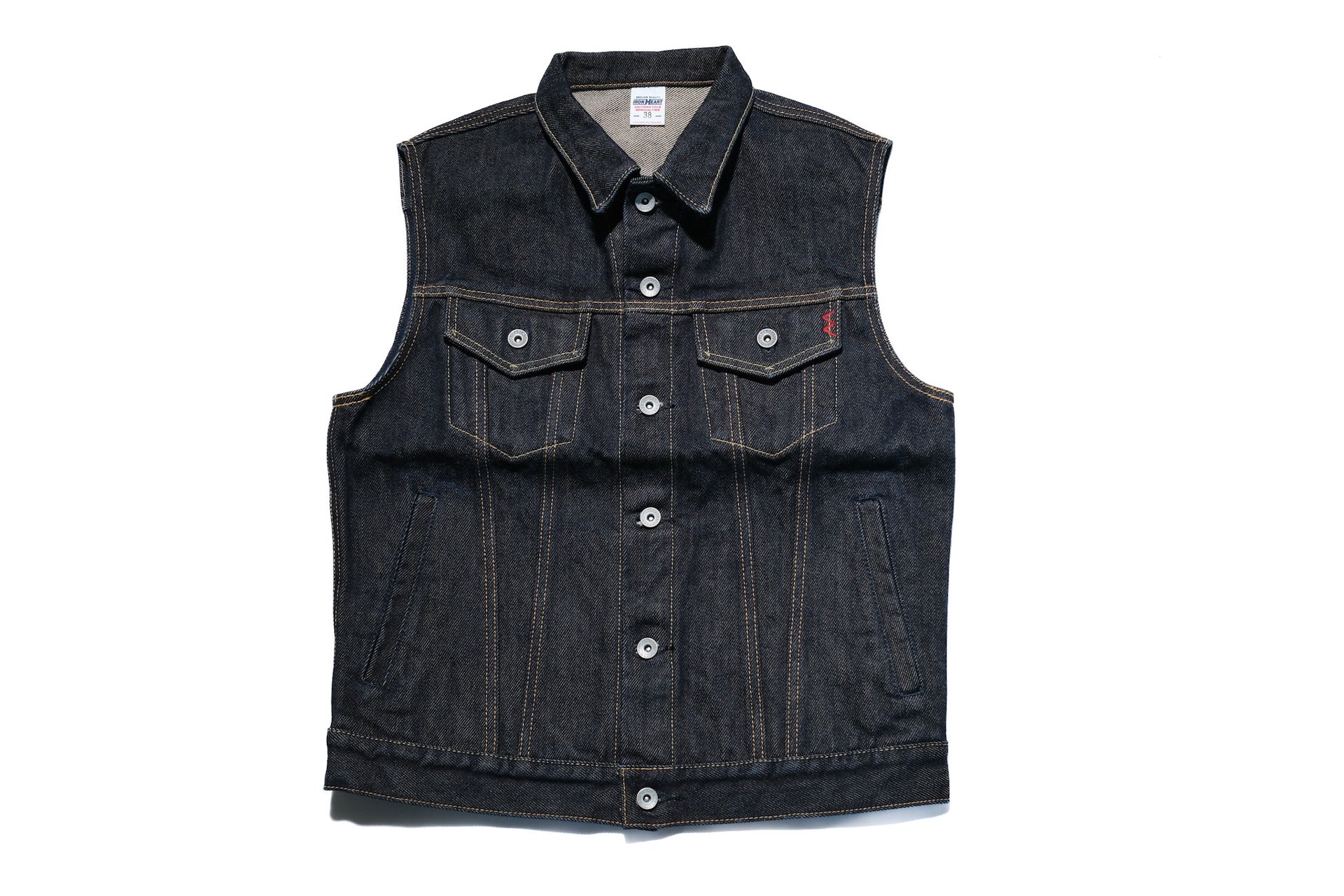 Iron Heart 21oz "Signature" Indigo Dyed Denim Modified Trucker Vest